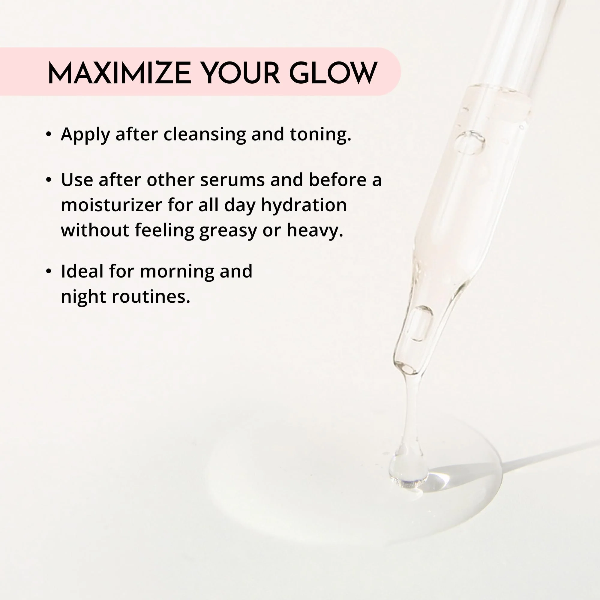 MAELOVE Hydrator Hyaluronic Acid B5 Serum with Resveratrol for Instantly Dewy Glow, Fills Fine Lines, Lightweight and Non Greasy, 1.0 fl oz - Image 3