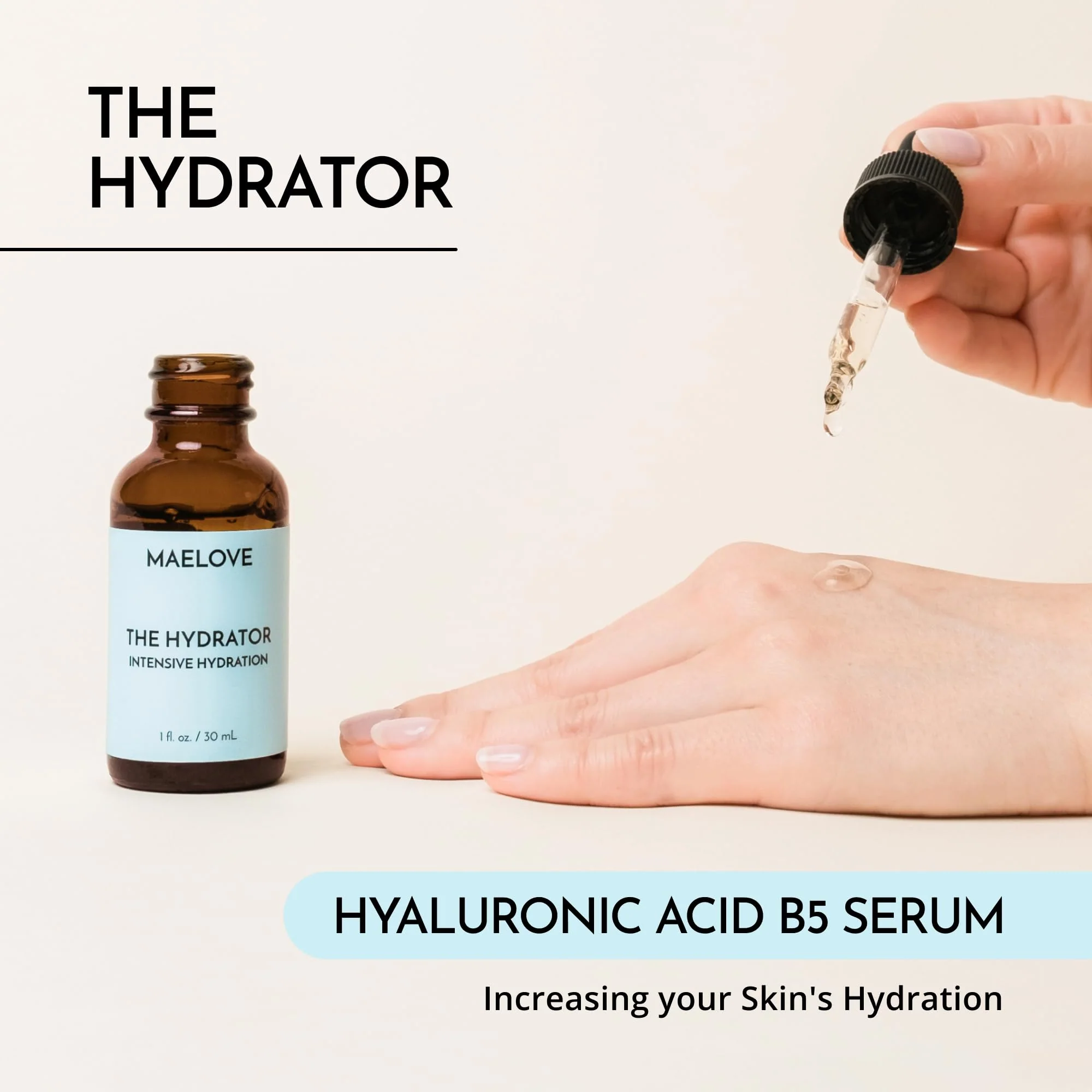 MAELOVE Hydrator Hyaluronic Acid B5 Serum with Resveratrol for Instantly Dewy Glow, Fills Fine Lines, Lightweight and Non Greasy, 1.0 fl oz - Image 7
