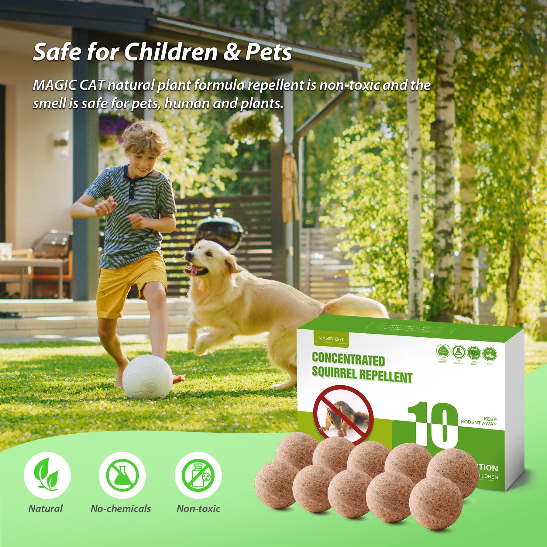 MAGIC CAT Squirrel Repellent Outdoor, 10 Pack Natural Peppermint Oil Squirrel Deterrent for Indoor Attic Pet Family Safe, Rodent Repellent to Keep Squirrel Chipmunk Away from Bird Feeder Garden Garage - Image 5