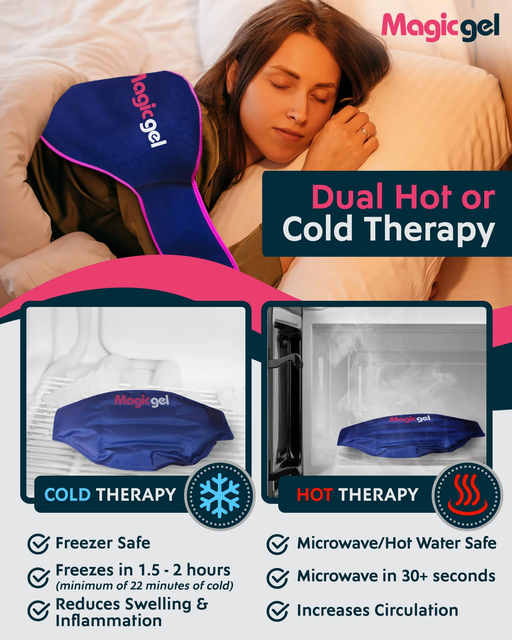 Magic Gel Ice Pack for Back Pain Relief | 2 Pack Reusable Lower Back Wrap for Hot or Cold Therapy | Relief for Lower Lumbar, Sciatic Nerve, Herniated or Degenerative Disc, Coccyx, Tailbone Pain - Image 4