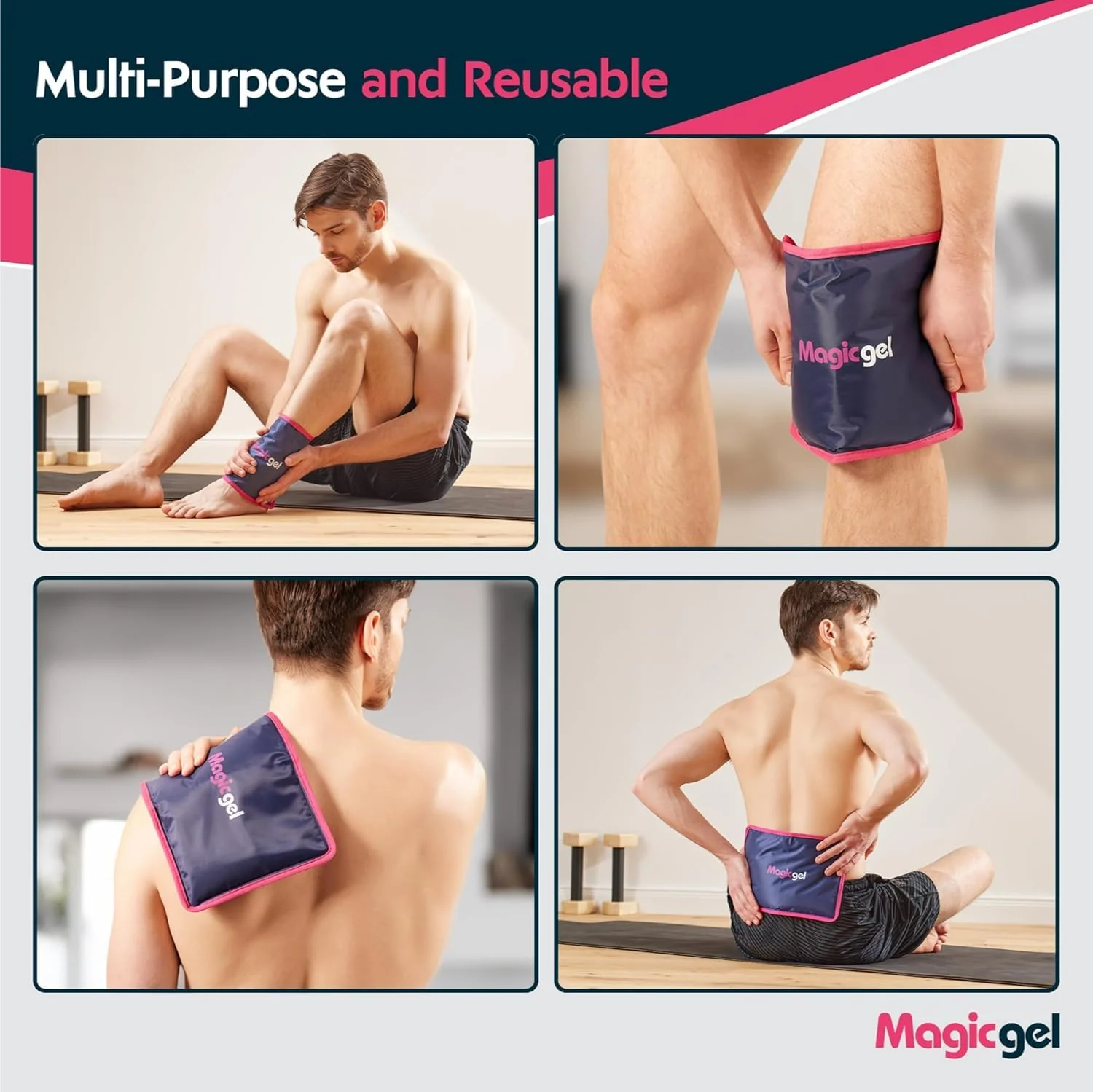Magic Gel Premium Ice Pack (Reusable) - Gel Ice Pack for Icing Injuries, Pain Relief, Cold Compress for Reducing Swelling. Flexible [2 Pack] - Image 8