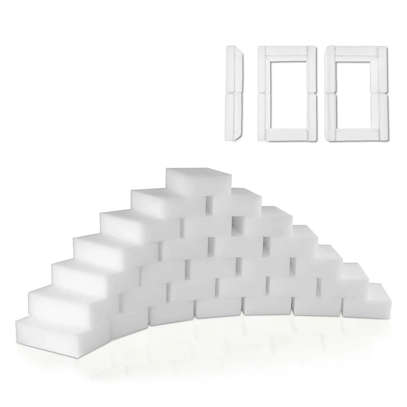 Magic Melamine Sponge Eraser, GRS Certified 100 Pack Magic Cleaning Erasers in Bulk No Scratch & Super Absorbent, Multi-Functional Melamine Foam Sponges for Bathroom Window Shoes Kitchen