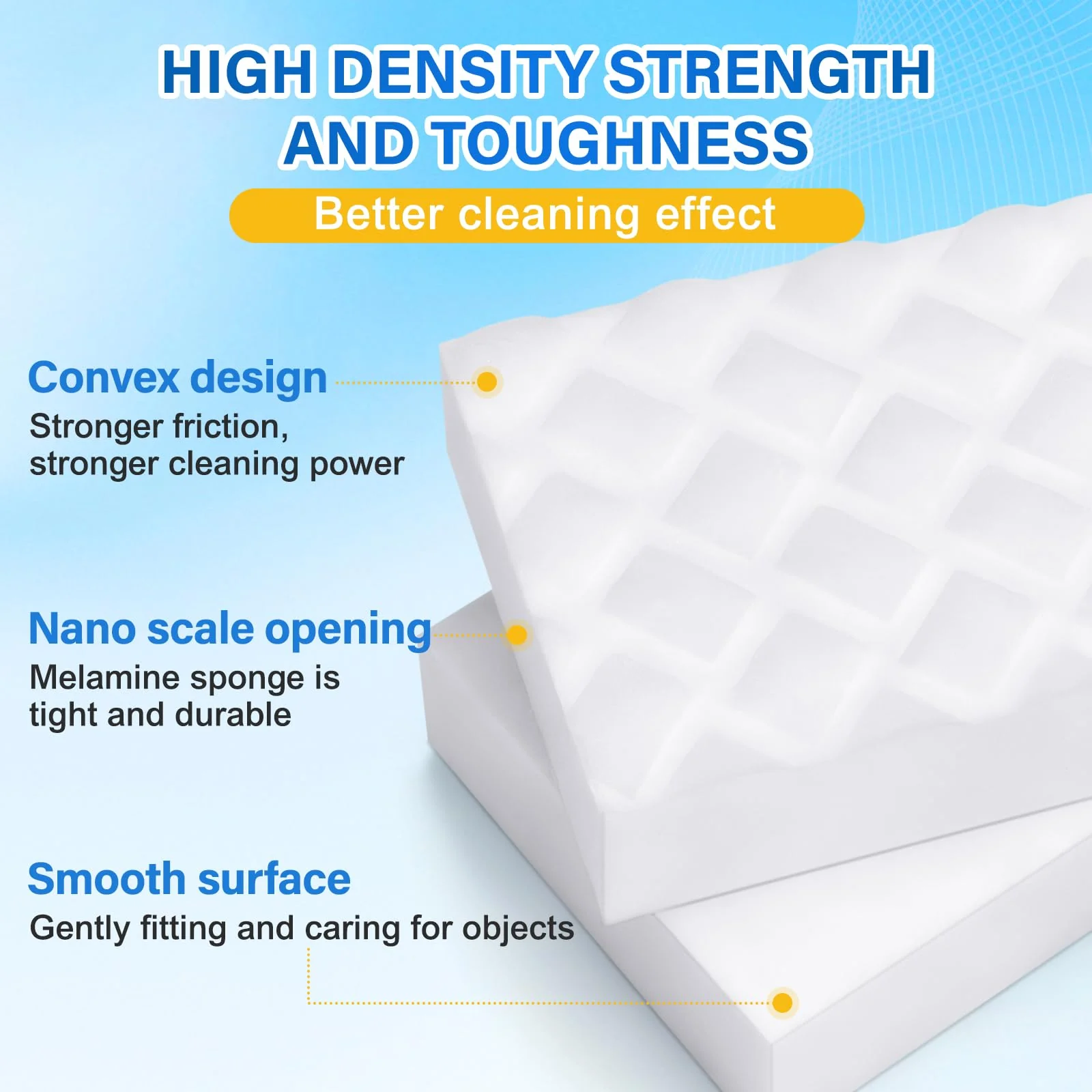 Magic Sponges Cleaning Eraser, 100Pack 2X Density Stronger Melamine Sponge Foam Pads, Multi-Functional Household Cleaner Dish Sponge, Cleaning Supplies for Kitchen, Bathroom, Floor, Sink,Wall Cleaner - Image 6