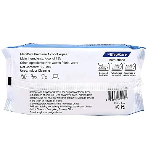 MagiCare 75% Large Alcohol Wipes (4-80ct Packs, 320pcs) - Alcohol Hand Sanitizer Wipes, Premium - Unscented Hand Wipe, Sanitizing Wipe - Travel, Home, Classroom, Camping - Soft Packs - Image 3