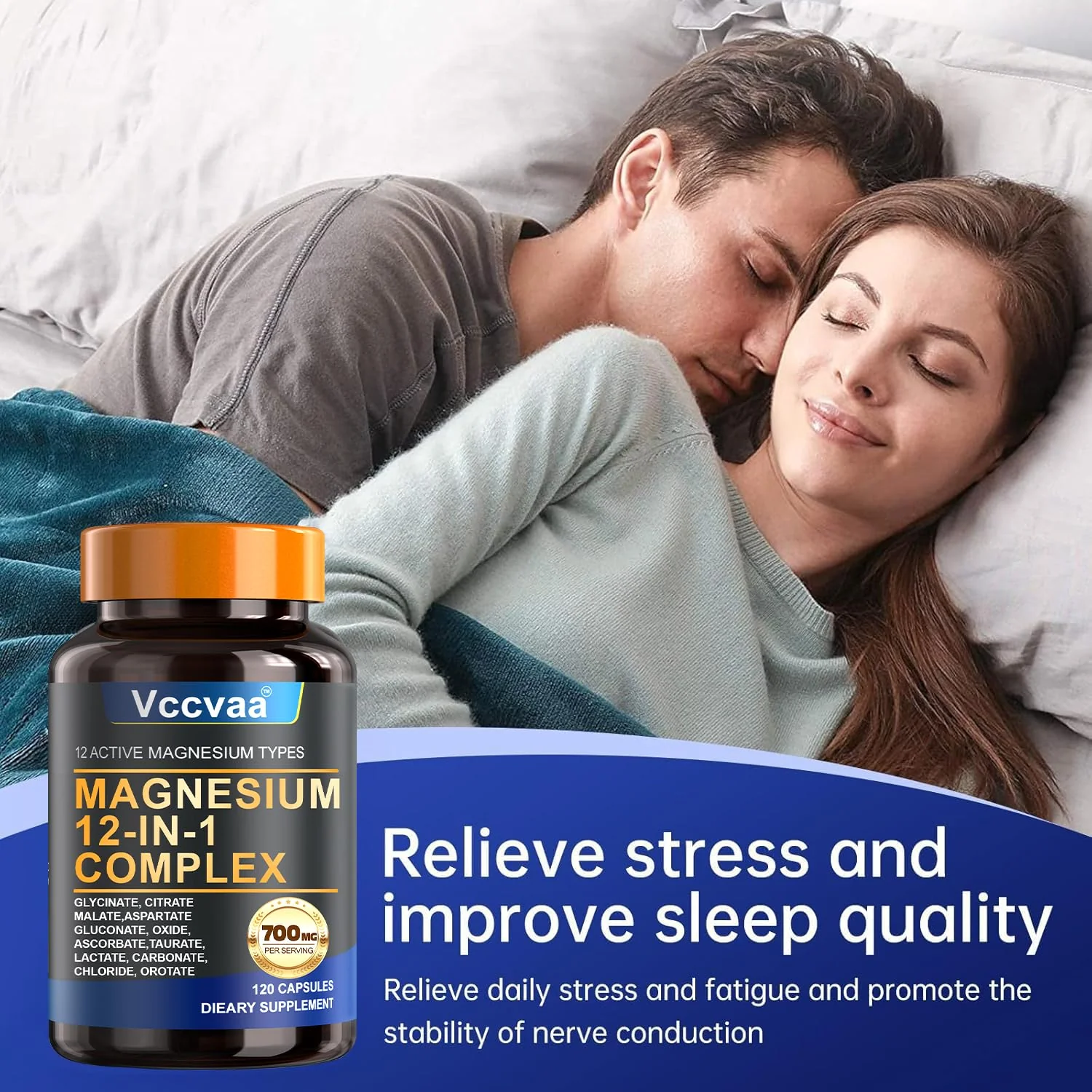 Magnesium Complex 700mg | 12-in-1 High Absorption Supplement | Glycinate, Citrate, Malate, Taurate & More | Sleep Support, Muscle Cramp Relief, Stress, Heart, Bone & Nerve Health | 120 Vegan Capsules - Image 4