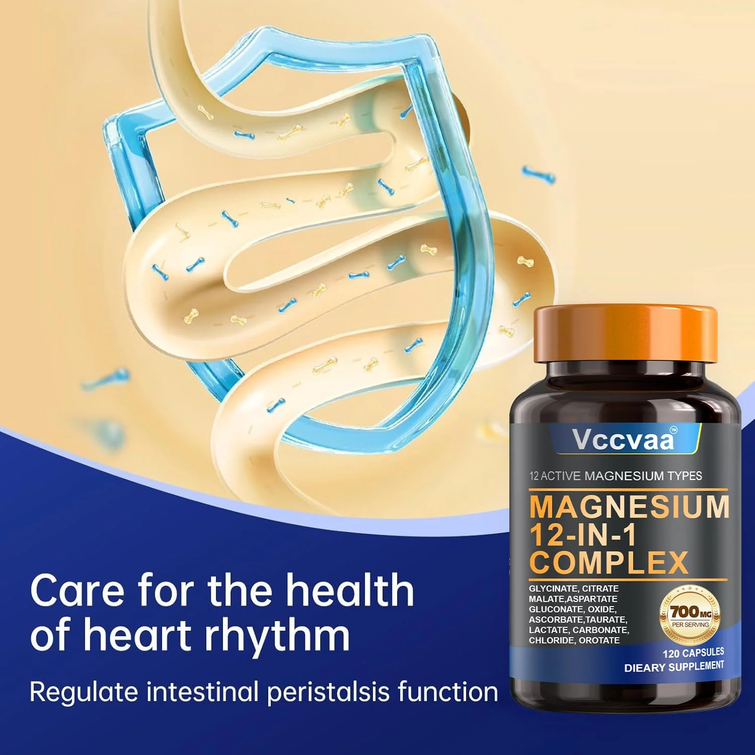 Magnesium Complex 700mg | 12-in-1 High Absorption Supplement | Glycinate, Citrate, Malate, Taurate & More | Sleep Support, Muscle Cramp Relief, Stress, Heart, Bone & Nerve Health | 120 Vegan Capsules - Image 5