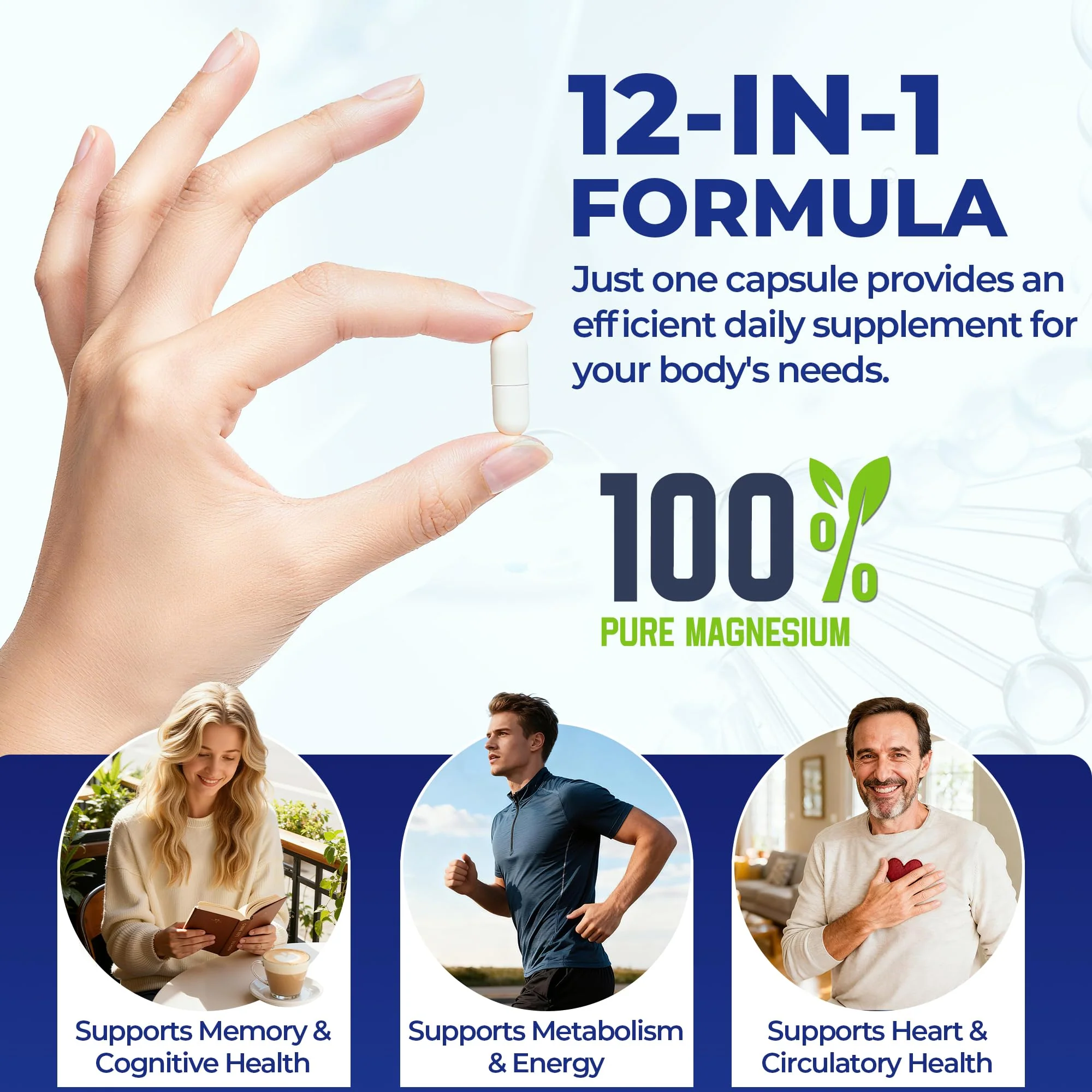 Magnesium Complex 700mg | 12-in-1 High Absorption Supplement | Glycinate, Citrate, Malate, Taurate & More | Sleep Support, Muscle Cramp Relief, Stress, Heart, Bone & Nerve Health | 120 Vegan Capsules - Image 7