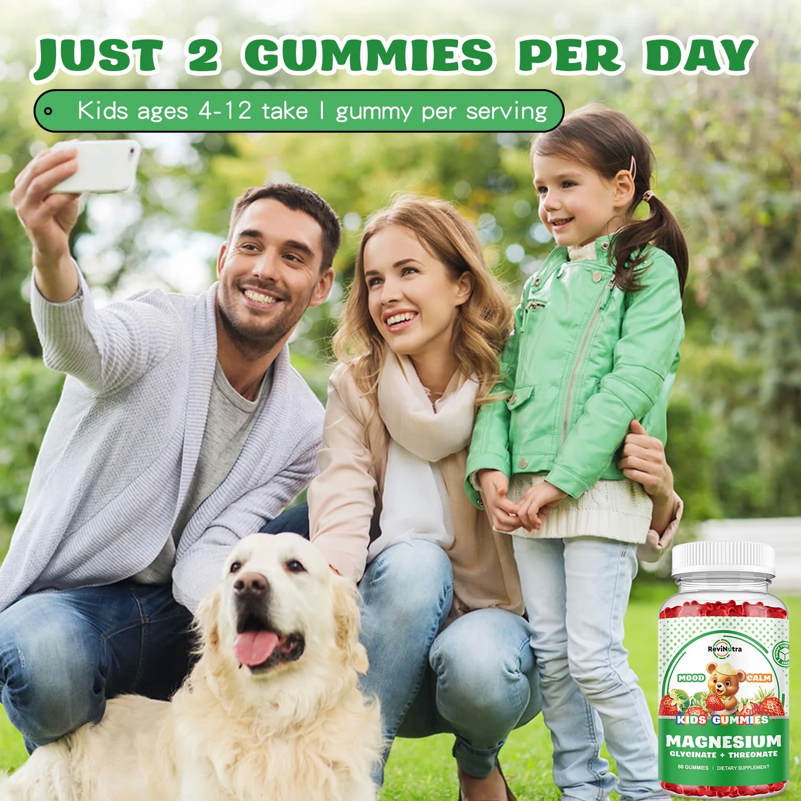 Magnesium Complex Gummies- Calm Chewable Gummies for Kids & Adults- Magnesium Glycinate Supplement-w/Omega-3, Vitamin B6, D3- Support Calm Stress Relief, Bones, Mood, Strawberry Flavor - Image 2
