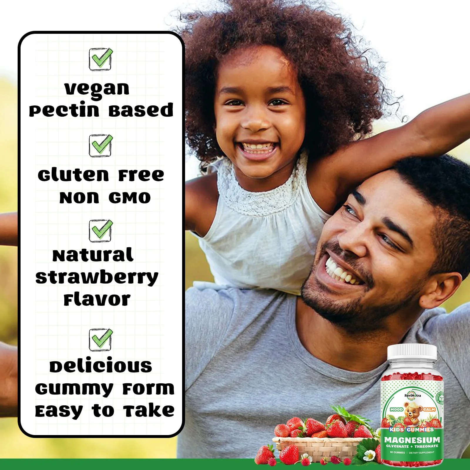 Magnesium Complex Gummies- Calm Chewable Gummies for Kids & Adults- Magnesium Glycinate Supplement-w/Omega-3, Vitamin B6, D3- Support Calm Stress Relief, Bones, Mood, Strawberry Flavor - Image 3