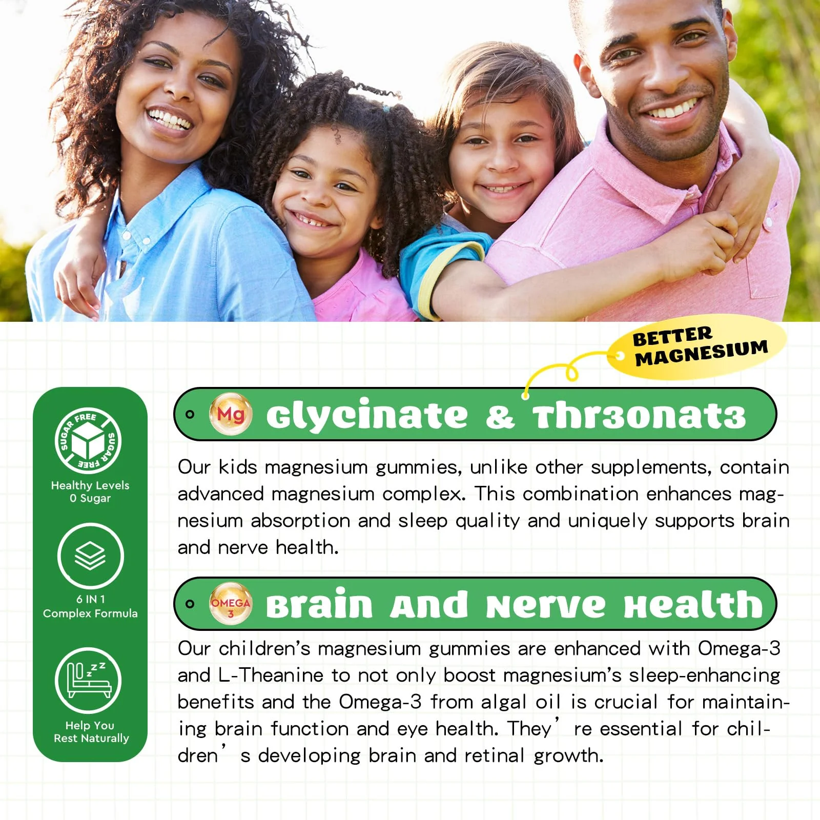 Magnesium Complex Gummies- Calm Chewable Gummies for Kids & Adults- Magnesium Glycinate Supplement-w/Omega-3, Vitamin B6, D3- Support Calm Stress Relief, Bones, Mood, Strawberry Flavor - Image 4