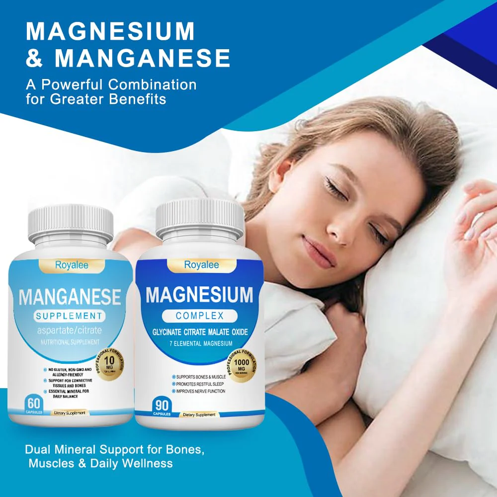 Magnesium Complex & Manganese Supplement Bundle – 1000mg Magnesium with 7 Forms Plus 10mg Manganese (Aspartate/Citrate) – Supports Relaxation, Muscle & Bone Function – 150 Capsules Total - Image 3