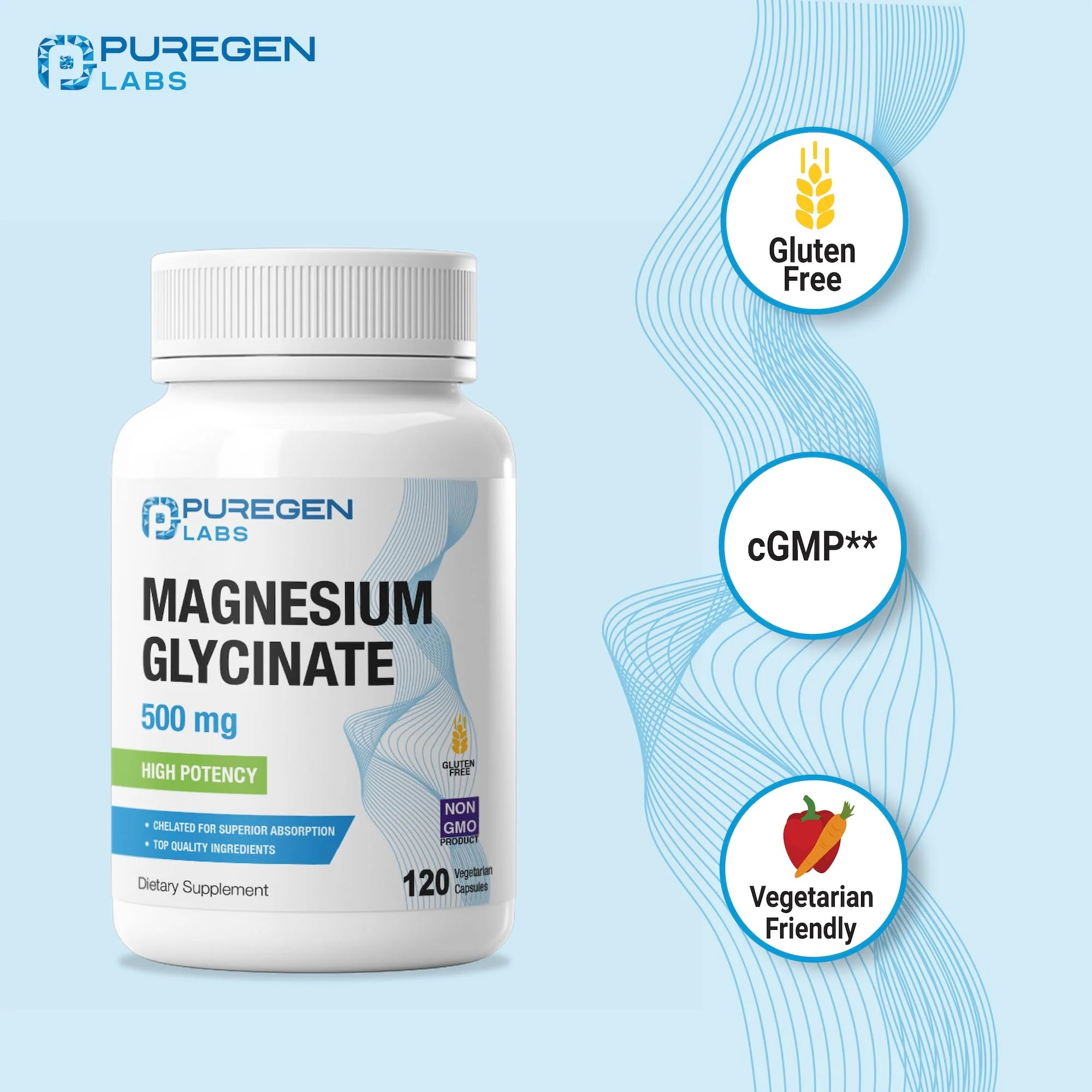 Magnesium Glycinate 500mg [High Potency] 120 Veggie Caps, Chelated for Superior Absorption | No Harmful Additives | Non-GMO, NO Gluten and Dairy, Gentle on Stomach - Image 8