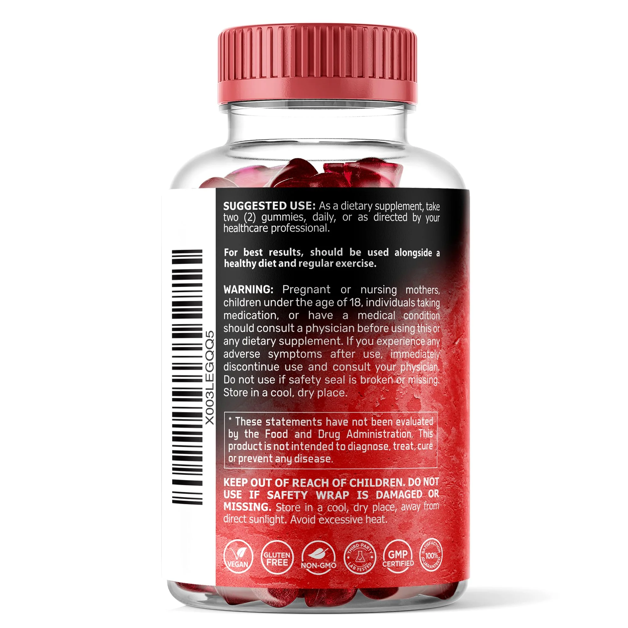 Magnesium Glycinate Gummies, 1000 mg - Magnesium Supplement to Support Relaxation, Heart Health - Chewable Calm Magnesio Gummies for Adults, Glicinato De Magnesio - Strawberry Flavor - Pack of 2 - Image 8