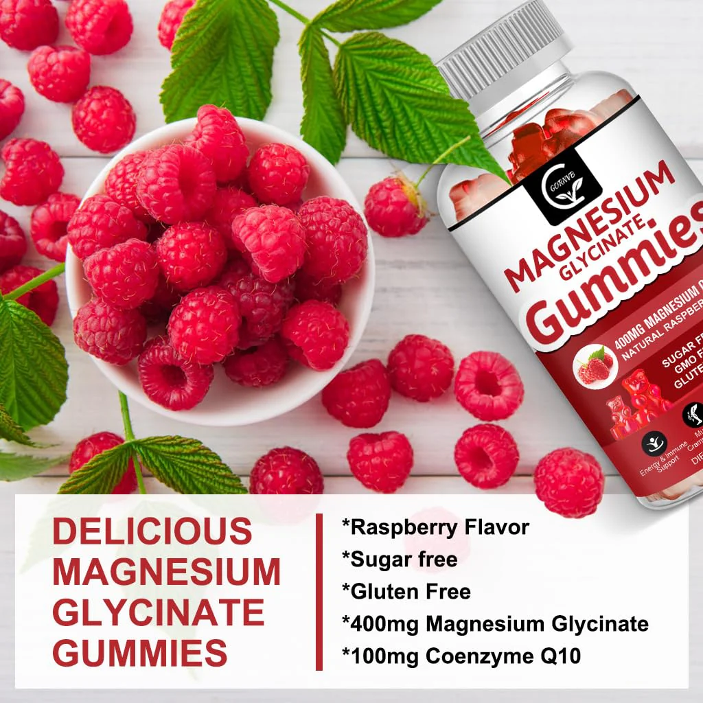 Magnesium Glycinate Gummies 400mg, Mg Potassium Supplement with Chelated Magnesium Malate Complex, Vitamin D, B6, and CoQ10, Supports for Memory, Calm, Mood & Sleep - 60 Count (Pack of 2) - Image 3
