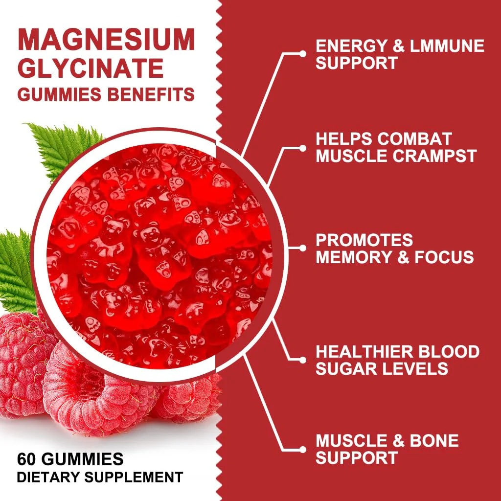 Magnesium Glycinate Gummies 400mg, Mg Potassium Supplement with Chelated Magnesium Malate Complex, Vitamin D, B6, and CoQ10, Supports for Memory, Calm, Mood & Sleep - 60 Count (Pack of 2) - Image 6