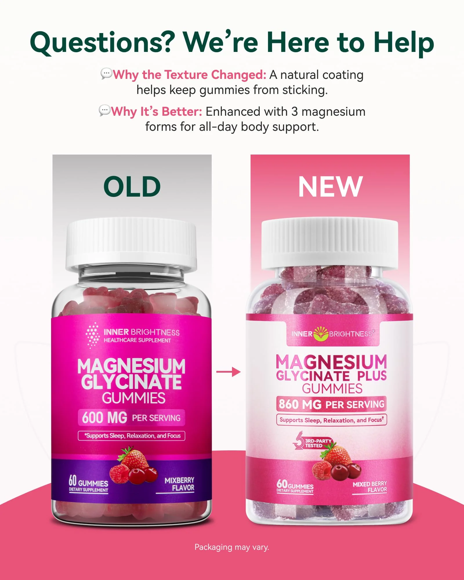 Magnesium Glycinate Plus Gummies 860mg, Sugar-Free, Non-GMO, Gluten-Free, Magnesium Gummies for Adults & Kids, Sleep, Relaxation & Focus, Magnesium Supplement for Women, Mixed Berry Flavor, 120 Count - Image 2