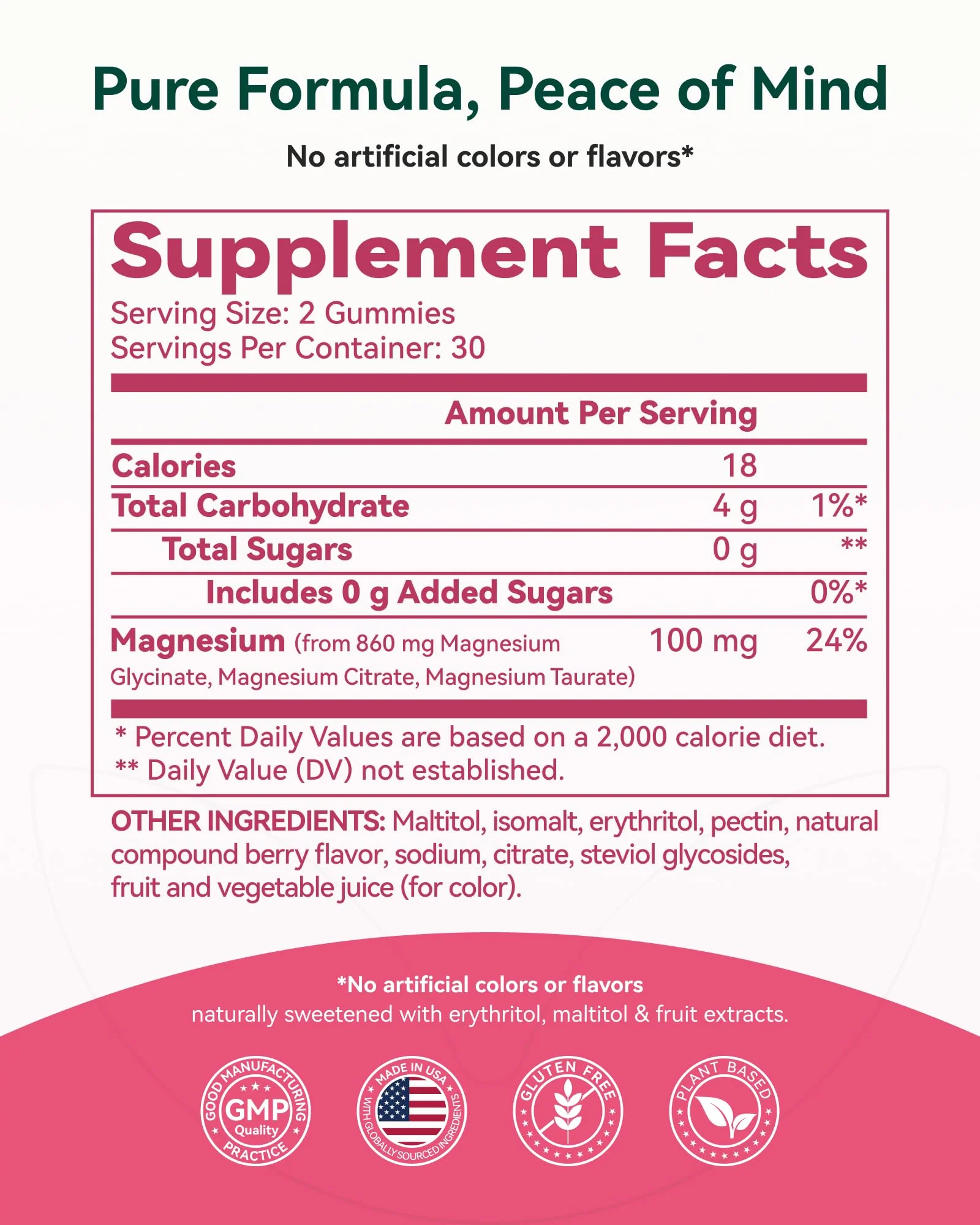 Magnesium Glycinate Plus Gummies 860mg, Sugar-Free, Non-GMO, Gluten-Free, Magnesium Gummies for Adults & Kids, Sleep, Relaxation & Focus, Magnesium Supplement for Women, Mixed Berry Flavor, 120 Count - Image 9