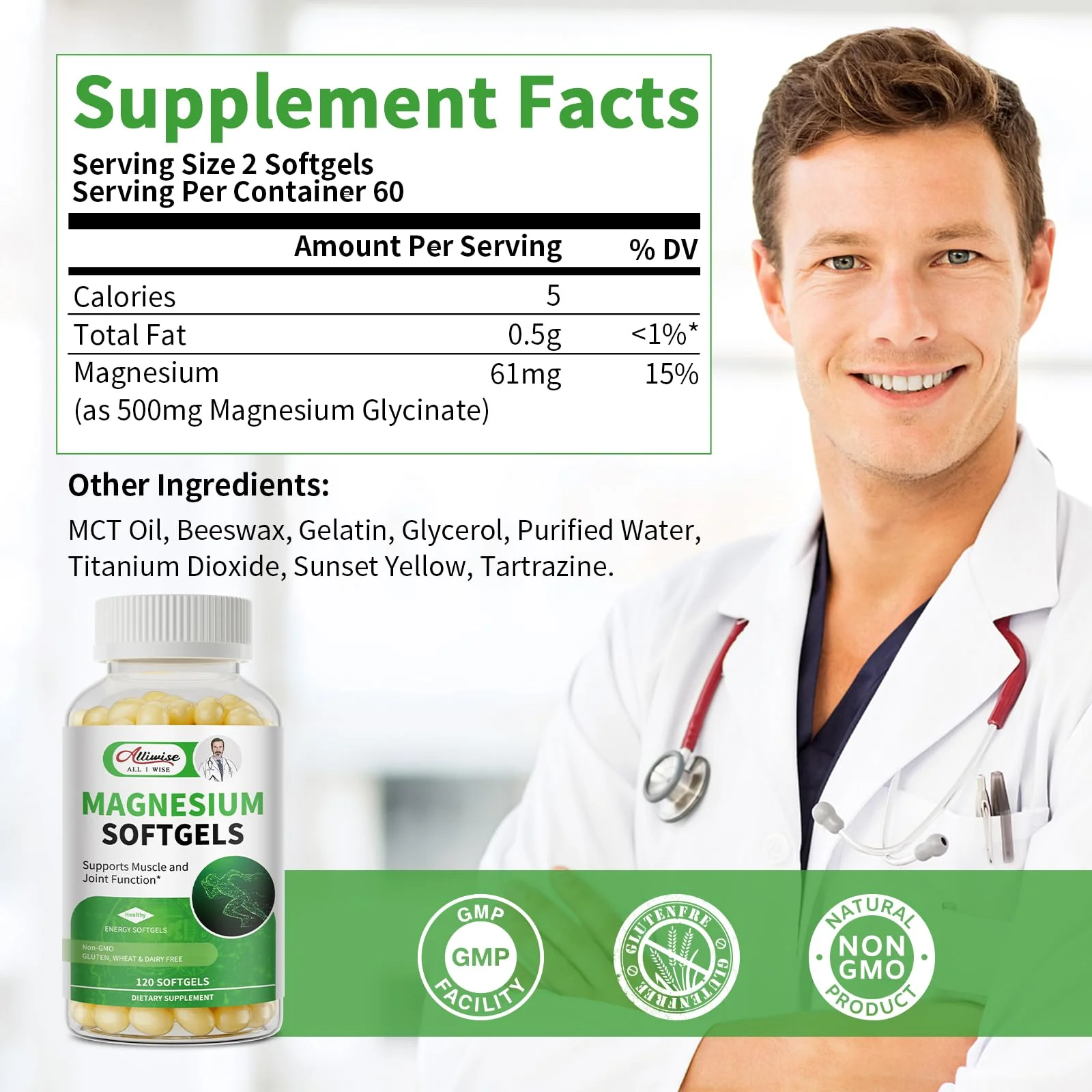 Magnesium Glycinate Supplement 500mg, High Absorption Dietary Supplement Softgels for Sleep, Muscle, Heart Support, Gluten Free, Non GMO, 180 Capsules, 90 Day Supply - Image 8