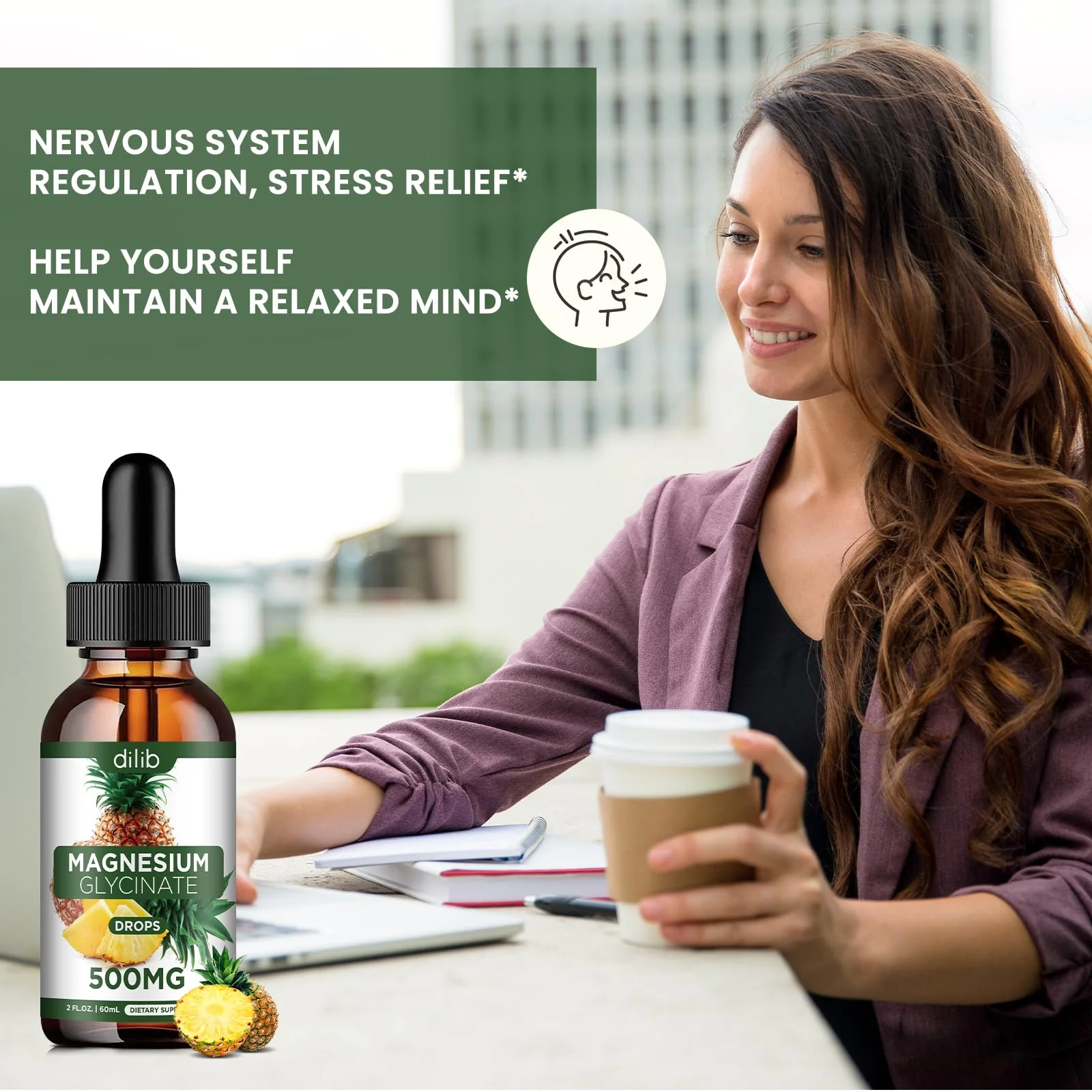 Magnesium Glycinate Supplement, Liquid Magnesium Glycinate Liquid Drops 500mg-Support Stress Relief, Relaxation, Mood, Sleep, Bone & Muscle-2 Fl Oz, Vegan, Pineapple Flavor - Image 4
