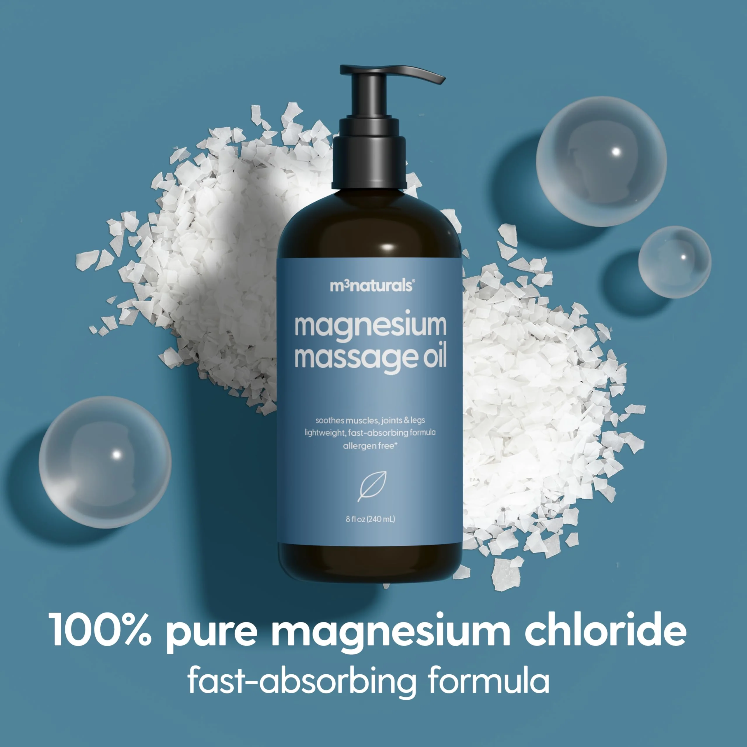 Magnesium Massage Oil for Sore Muscles, Feet, Joints and Leg Cramps, Helps with Sleeping and Post-Workout Recovery, for Sensitive Skin, 8 fl oz by M3 - Image 3