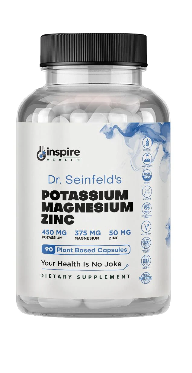 Magnesium Potassium Supplements w/Zinc - 90 Capsules - Magnesium Potassium Zinc for Vascular Health – High Absorption Vegan Supplement for Leg Cramps & Sleep Dr Seinfeld - Image 2