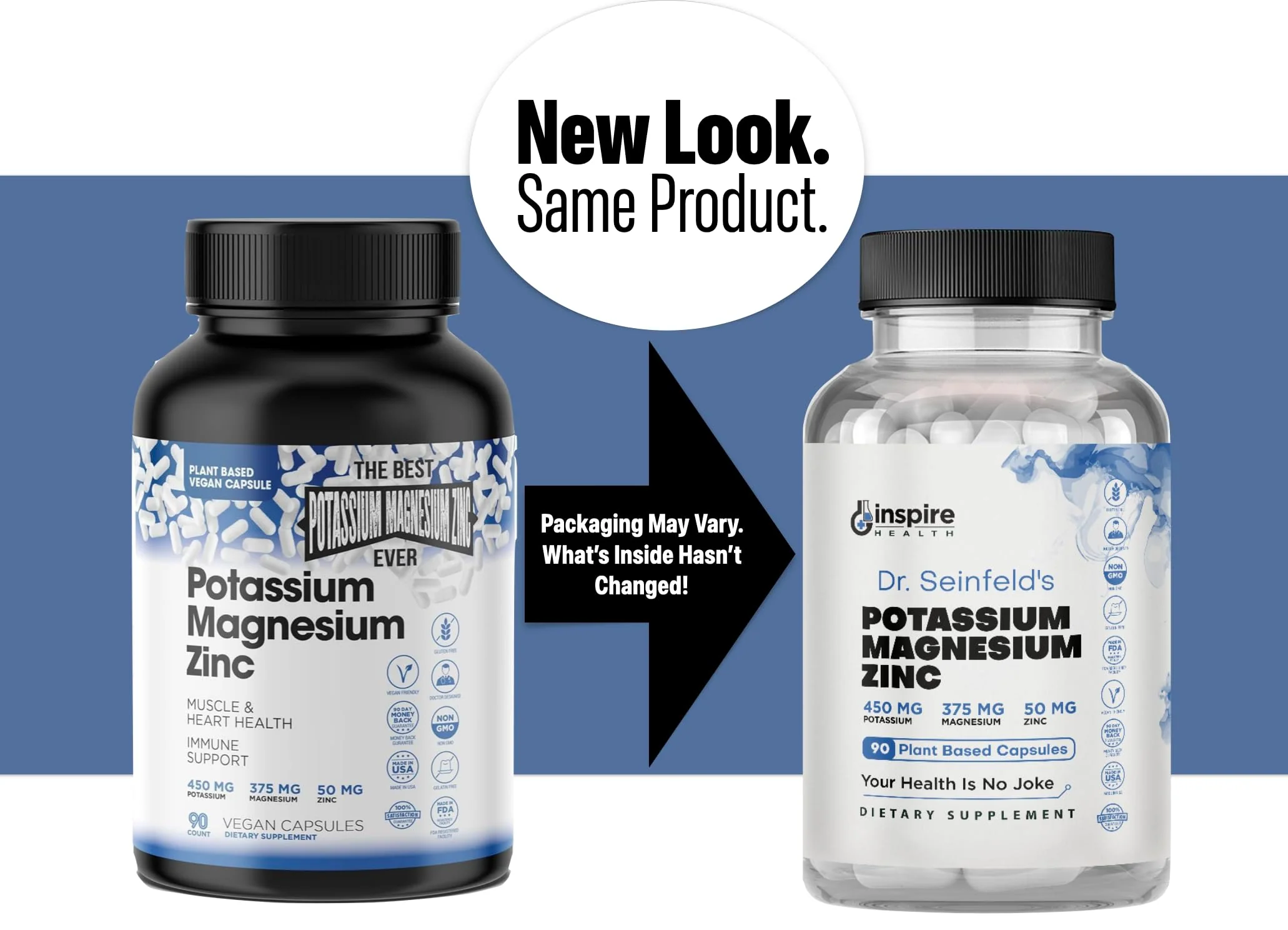 Magnesium Potassium Supplements w/Zinc - 90 Capsules - Magnesium Potassium Zinc for Vascular Health – High Absorption Vegan Supplement for Leg Cramps & Sleep Dr Seinfeld - Image 3