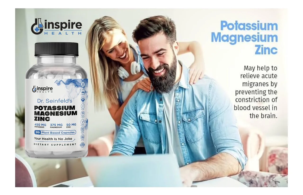 Magnesium Potassium Supplements w/Zinc - 90 Capsules - Magnesium Potassium Zinc for Vascular Health – High Absorption Vegan Supplement for Leg Cramps & Sleep Dr Seinfeld - Image 4