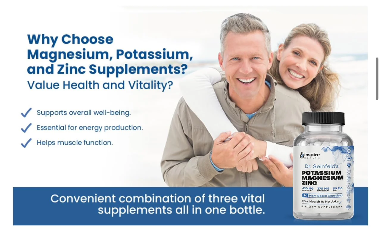 Magnesium Potassium Supplements w/Zinc - 90 Capsules - Magnesium Potassium Zinc for Vascular Health – High Absorption Vegan Supplement for Leg Cramps & Sleep Dr Seinfeld - Image 7