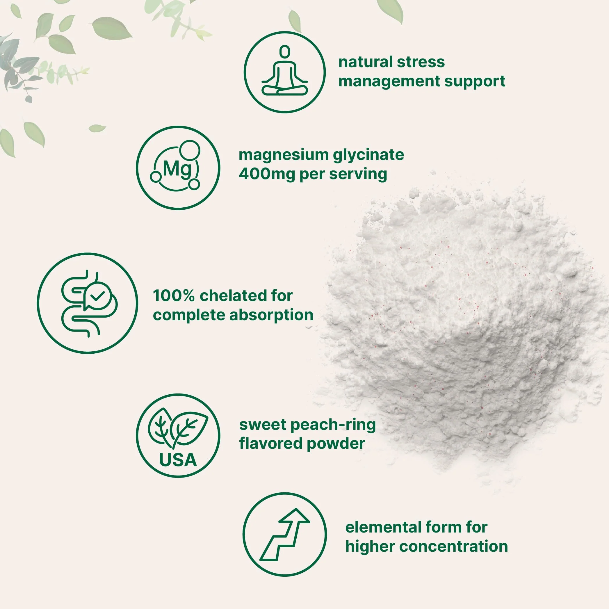 Magnesium Powder, 12oz (56 Servings) | Magnesium Glycinate Powder | Sweet Peach Ring Flavored | Sleep, Muscle, Heart & Nerve Health Support | Easily Absorbed | Non-GMO, Vegan, Sugar Free - Image 5