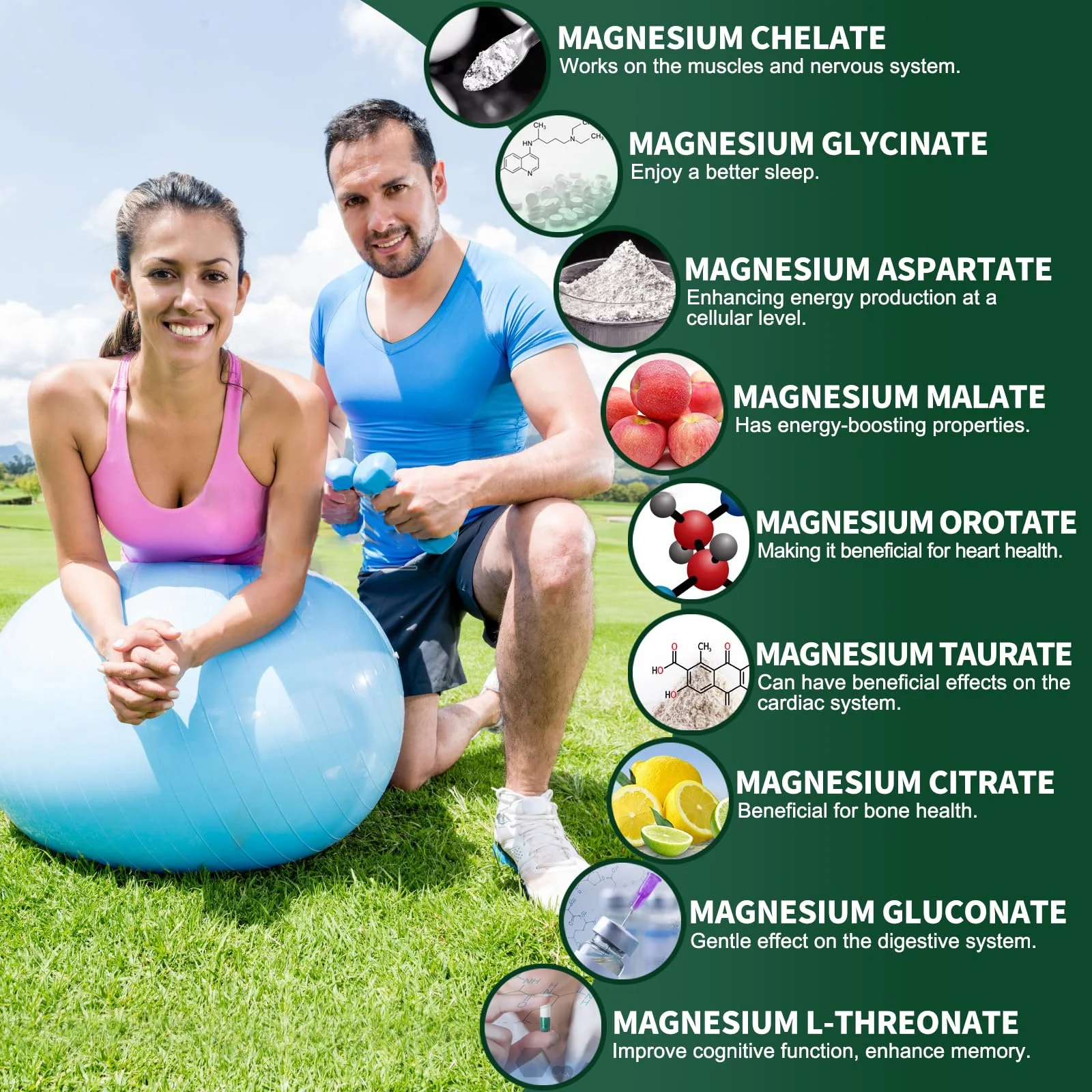Magnesium Supplement with 9 Forms of High Absorption Magnesium Glycinate, L-threonate, Citrate, Malate and More for Muscle, Brain Support, Non-GMO, Gluten & Soy Free, 60 Capsules - Image 4