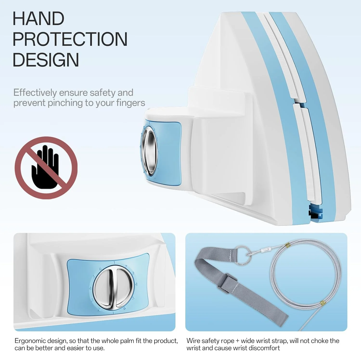 Magnetic Window Cleaner, Adjustable Double Sided Window Cleaning Tool for Single & Double Glazed Glass (0.1"–1.2") High-Rise Glass Wiper with 2.5m Safety Rope - Image 4