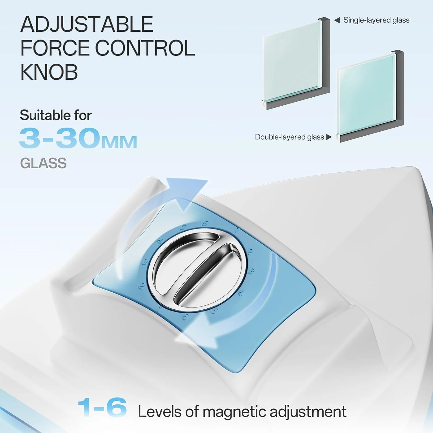 Magnetic Window Cleaner, Adjustable Double Sided Window Cleaning Tool for Single & Double Glazed Glass (0.1"–1.2") High-Rise Glass Wiper with 2.5m Safety Rope - Image 7