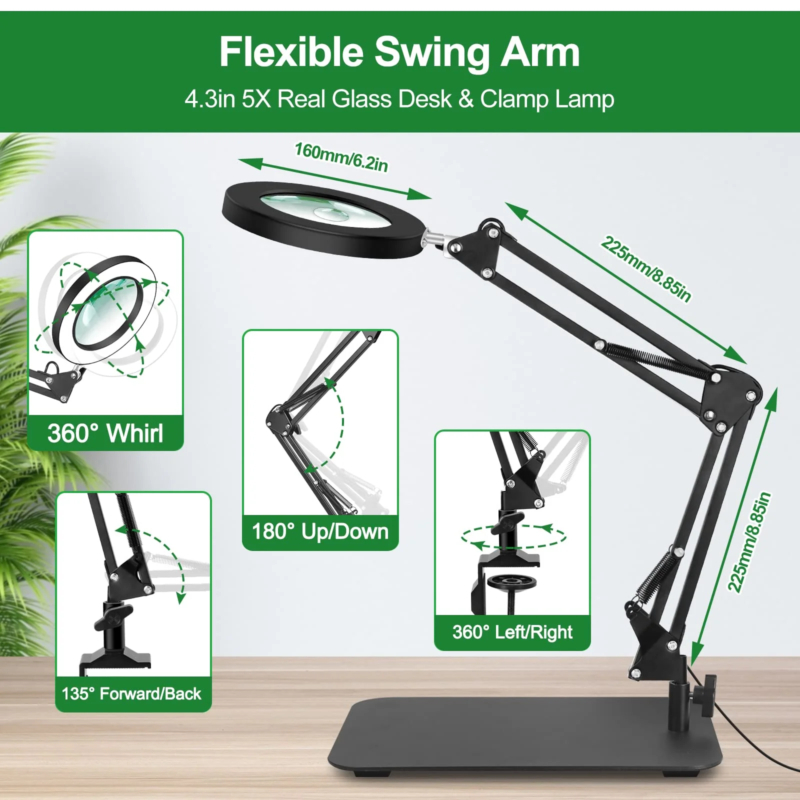 Magnifying Glass with Light and Stand, Flexible Magnetic Helping Hand, 5X&10X 12V 108pcs LED Beads Magnifying Lamp, 3 Modes Adjustable Swivel Gooseneck Arms & Heavy Duty Base Plate - Image 4