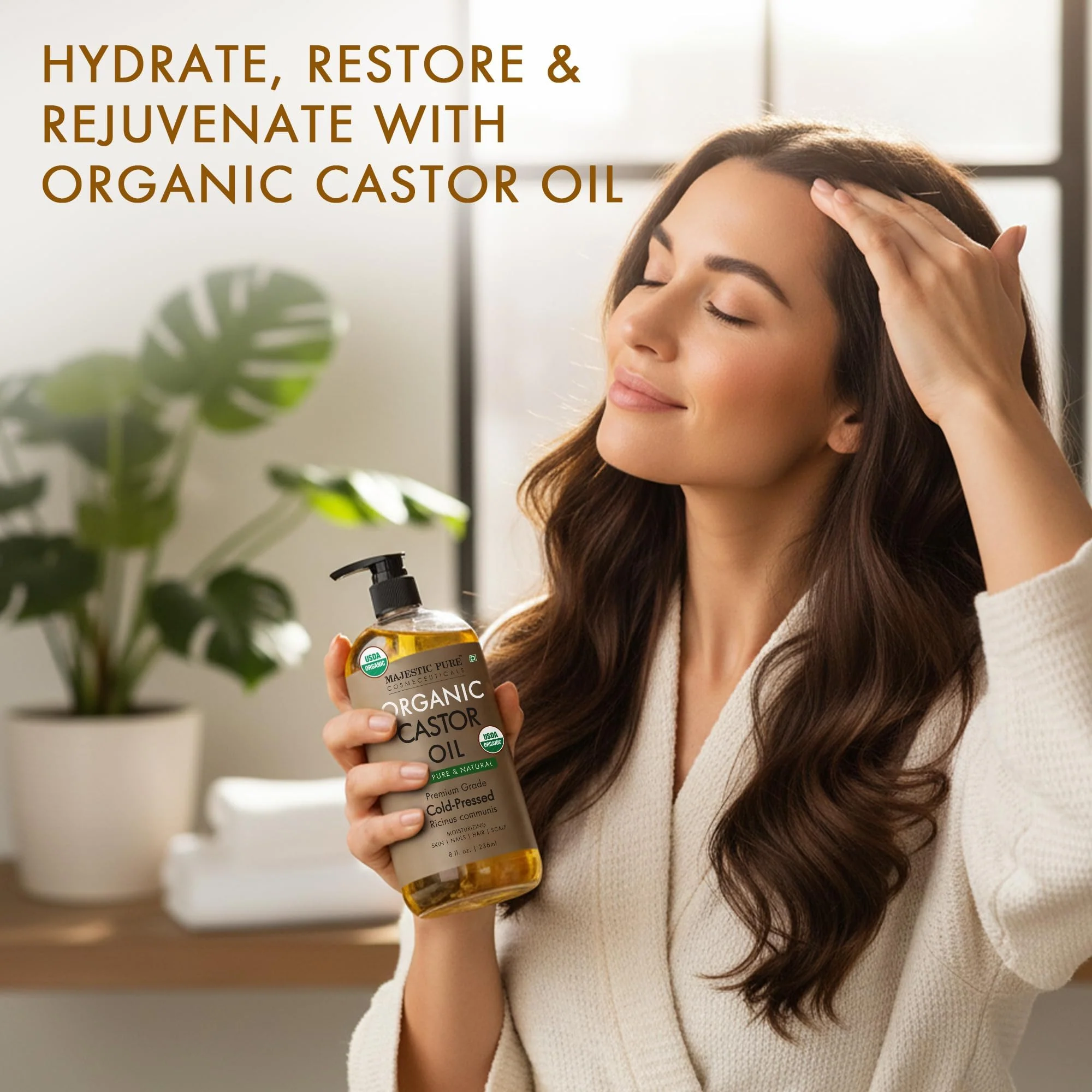 Majestic Pure Oil - 100% Pure and Natural- Cold Pressed & Hexane Free Natural Hair Growth Oil for Eyelashes, Eyebrows, Skin, Body, Face, Nails & Scalp - USDA Organic Castor Oil 8 Fl Oz - Image 7