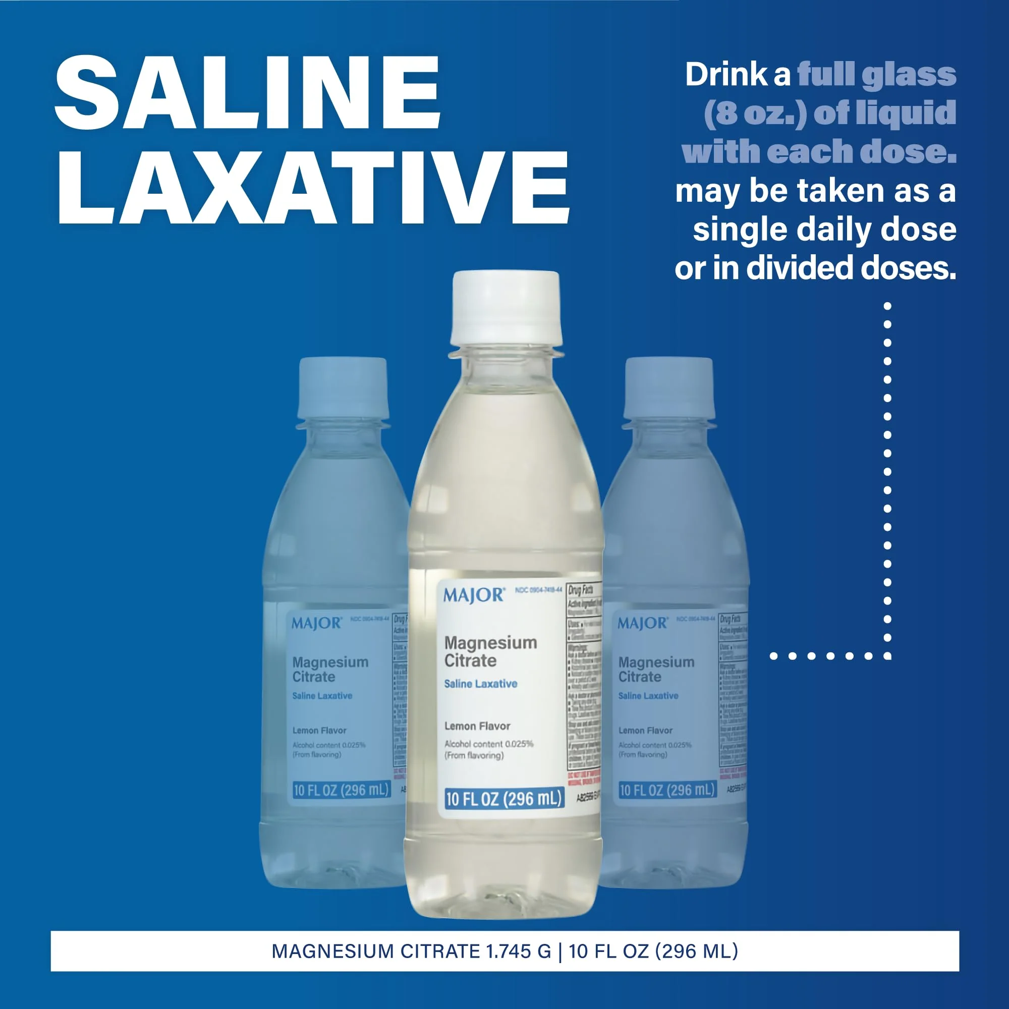 MAJOR Magnesium Citrate Saline Laxative - Helps Relieve Occasional Constipation (Irregularity) - Lemon Flavor - 10 Fl. Oz. (6 Pack) - Image 2