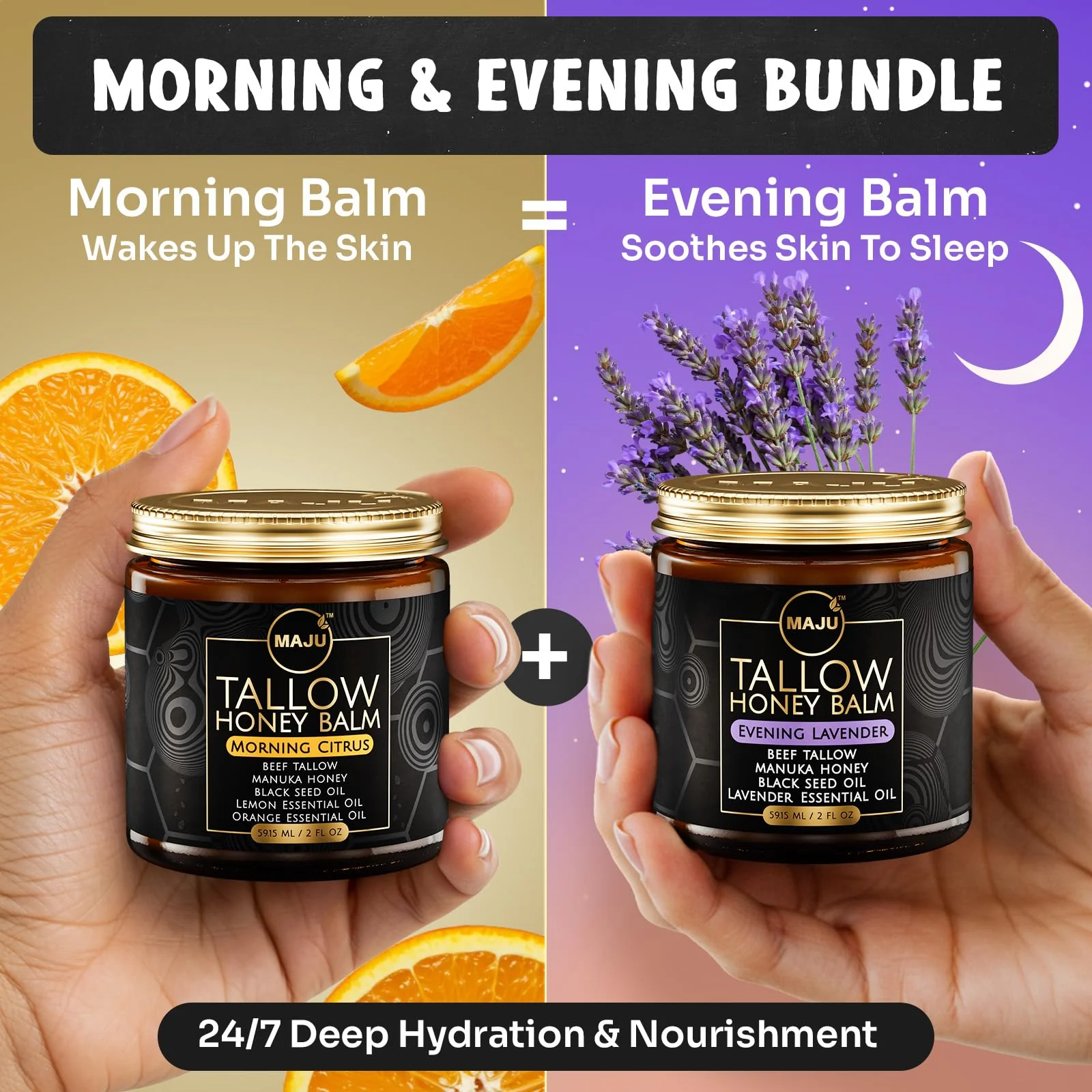MAJU Tallow Honey Balm, Morning Citrus (2 oz), Grass Fed Beef Tallow for Skin with Organic Black Seed Oil, Manuka Honey and Organic Beeswax, Skin and Face Moisturizer for Deep Hydration - Image 7