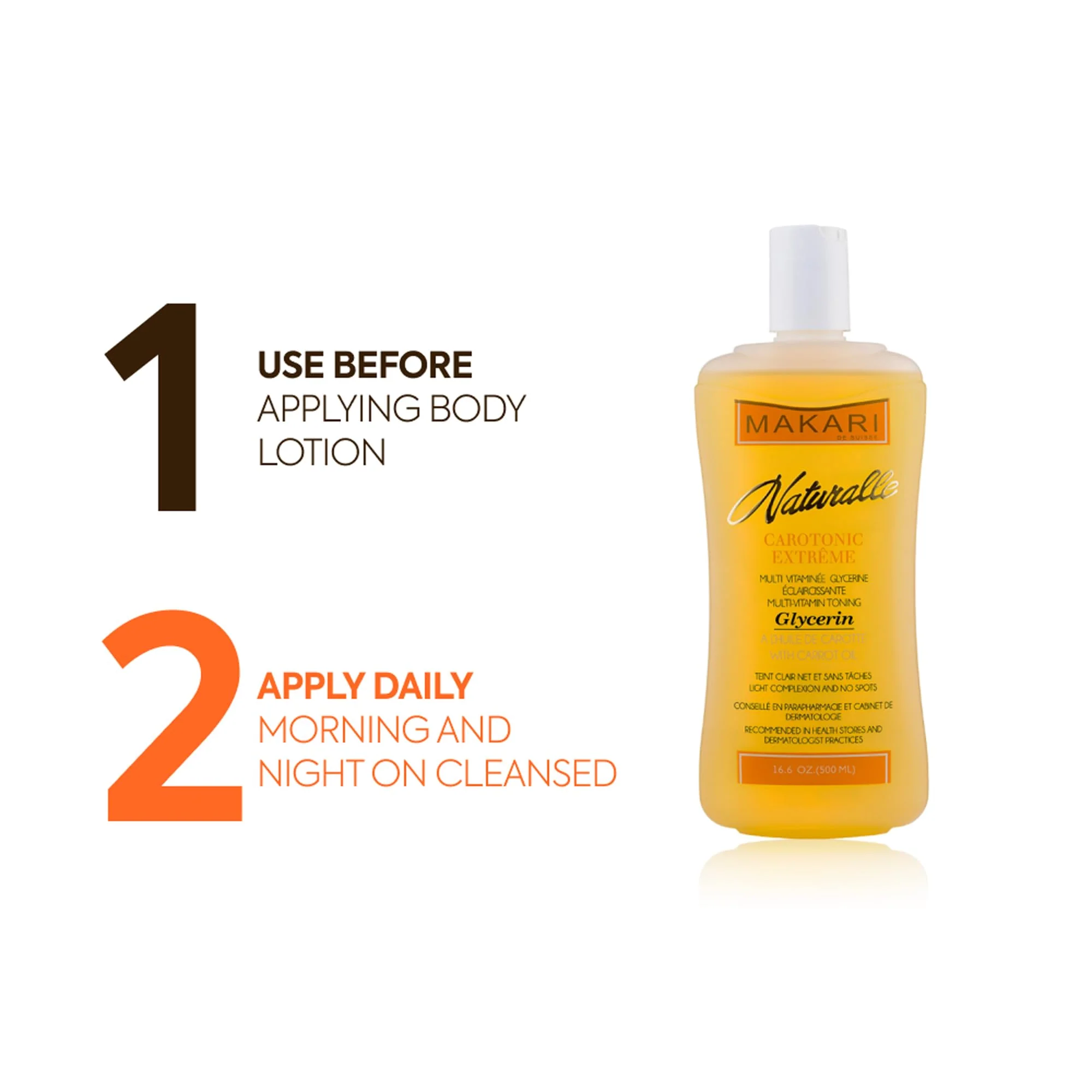 MAKARI Naturalle Carotonic Extreme Body Glycerin (16.6 oz) | Helps Brighten Skin and Fade Body Scars and Marks | Glycerin Oil for All Skin Types | Safe for Sensitive Skin and Kids Ages 12 and Up - Image 6