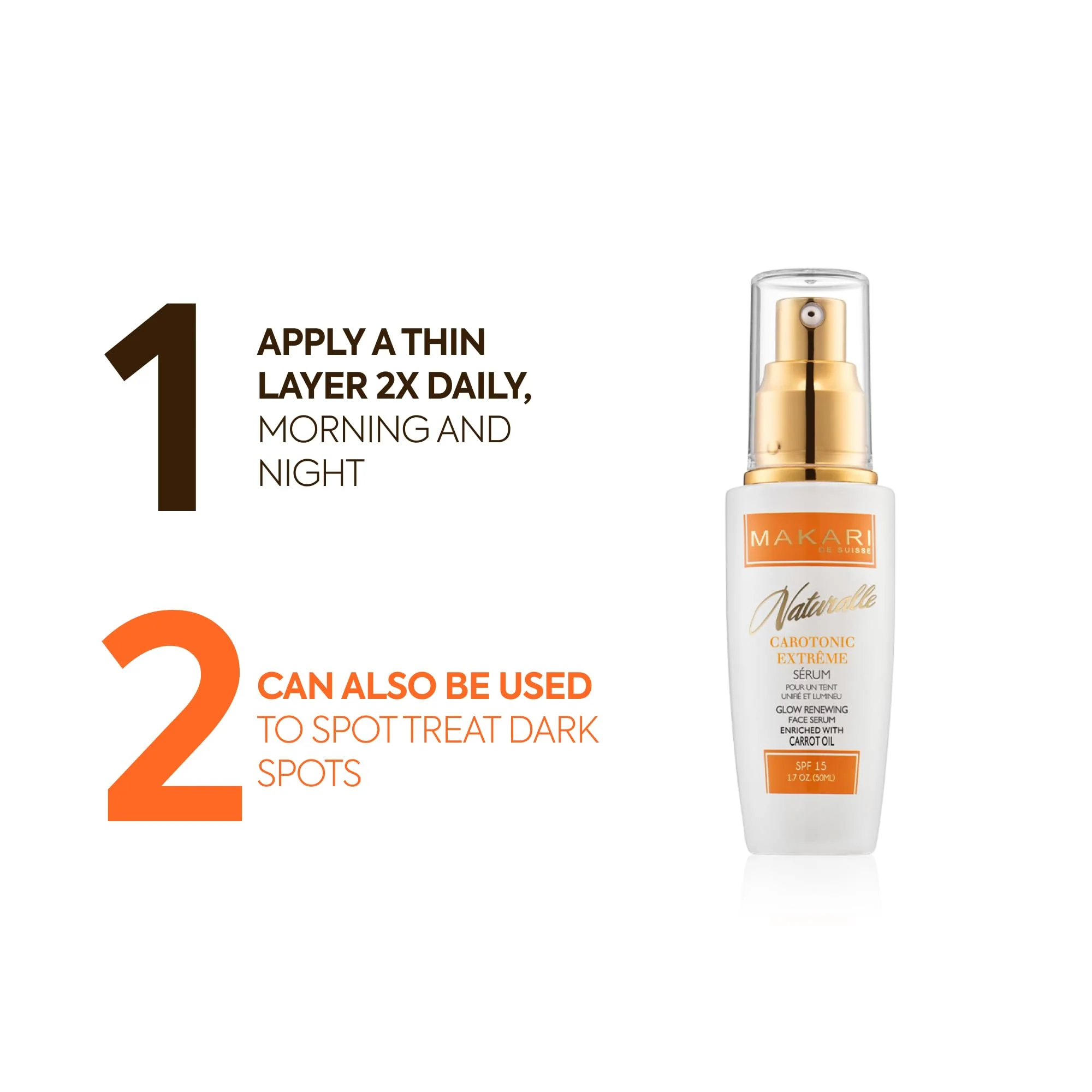 Makari Naturalle Carotonic Extreme Brightening Serum SPF15 (1.7 oz) | Helps Improve the Look of Blemishes & Uneven Areas | Brightening & Smoothing Formula with Antioxidant Support - Image 5