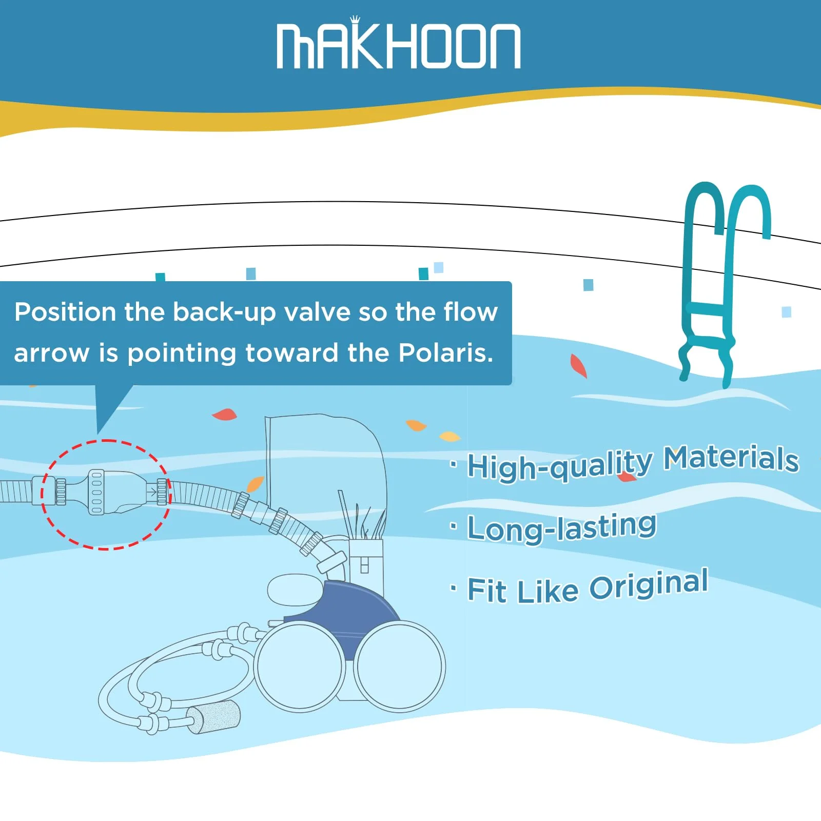 MAKHOON Upgraded 9-100-1200 Backup Valve Replacement for Polaris 360 Pool Cleaner, The Body has Been Reinforced, Longer Life Than Zodiac 9-100-1200,(NOT Compatible with Polaris 280 380 Pool Cleaner) - Image 4
