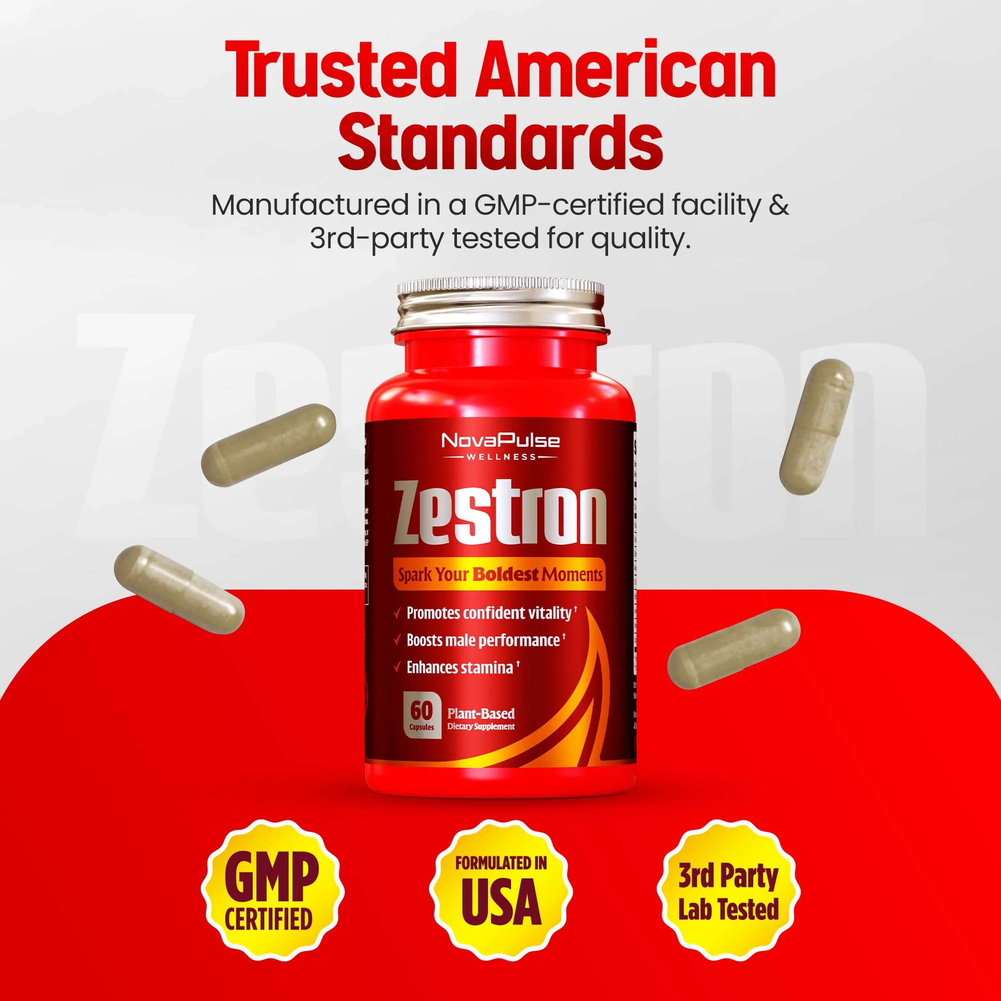 Male Enhancing Supplement Fast Acting Enlargement Pills for Men - Enhanced Size, Drive, Blood Flow, Libido, Testosterone Booster, Strength, Endurance - Boost Performance & Confidence - 60 Capsules - Image 3