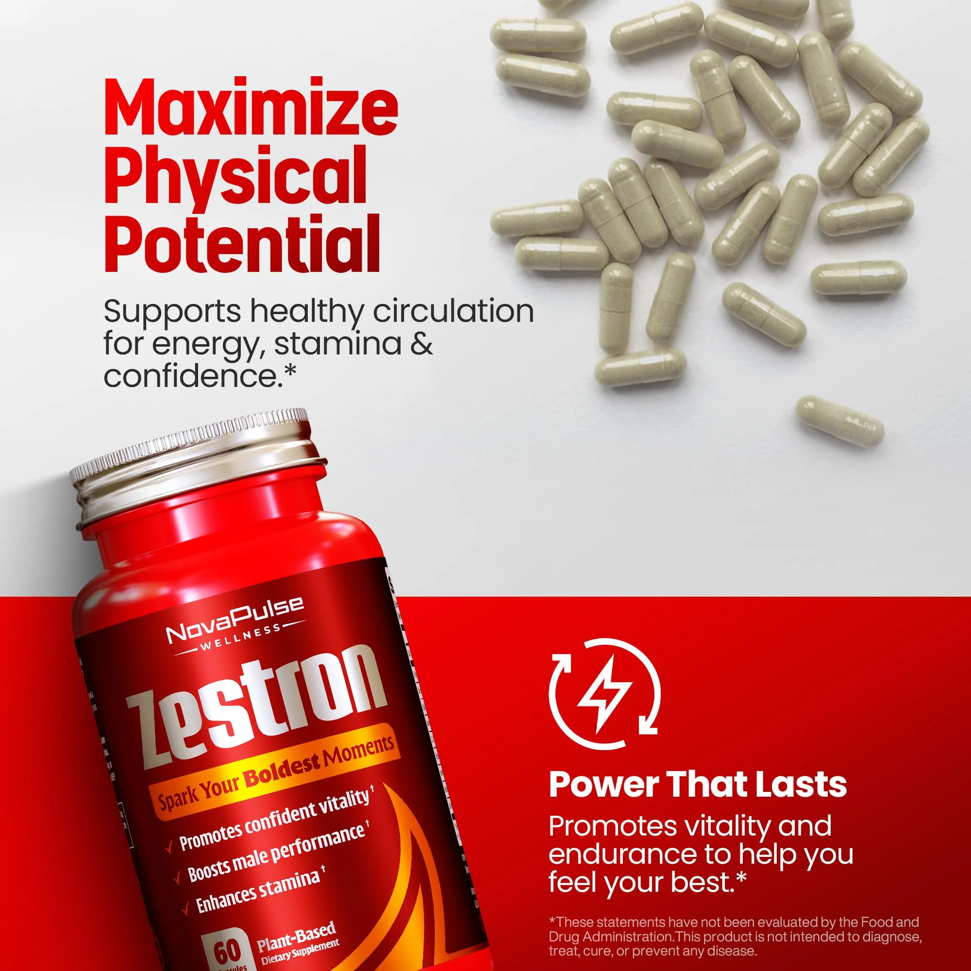Male Enhancing Supplement Fast Acting Enlargement Pills for Men - Enhanced Size, Drive, Blood Flow, Libido, Testosterone Booster, Strength, Endurance - Boost Performance & Confidence - 60 Capsules - Image 5