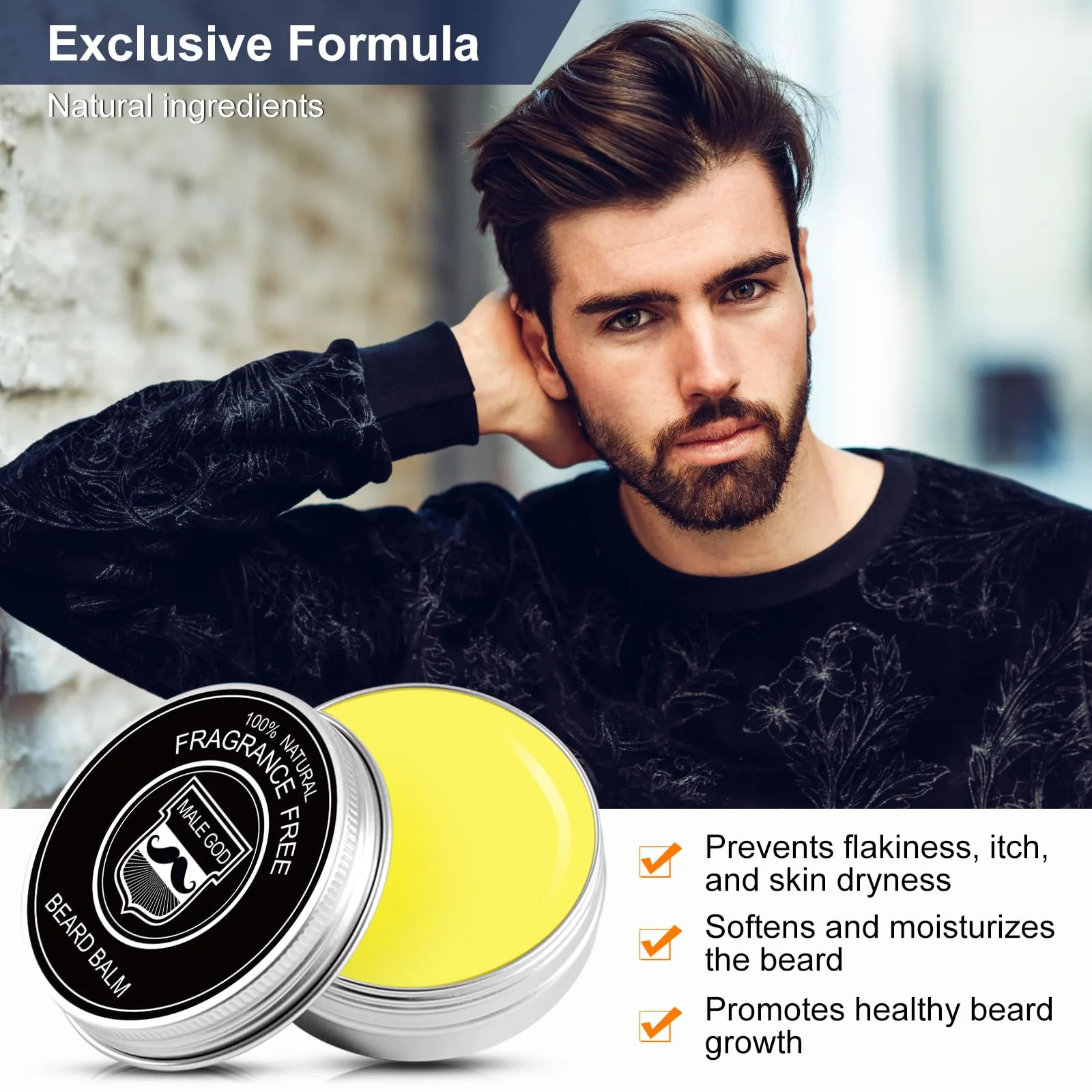 MALE GOD Beard Growth Kit, Beard Kit W/Beard Growth Oil (2 Bottles), Beard Balm, Beard Comb, Massager for Spot/Patchy Beard, Christmas Gifts for Men Him Boyfriend Husband - Image 5