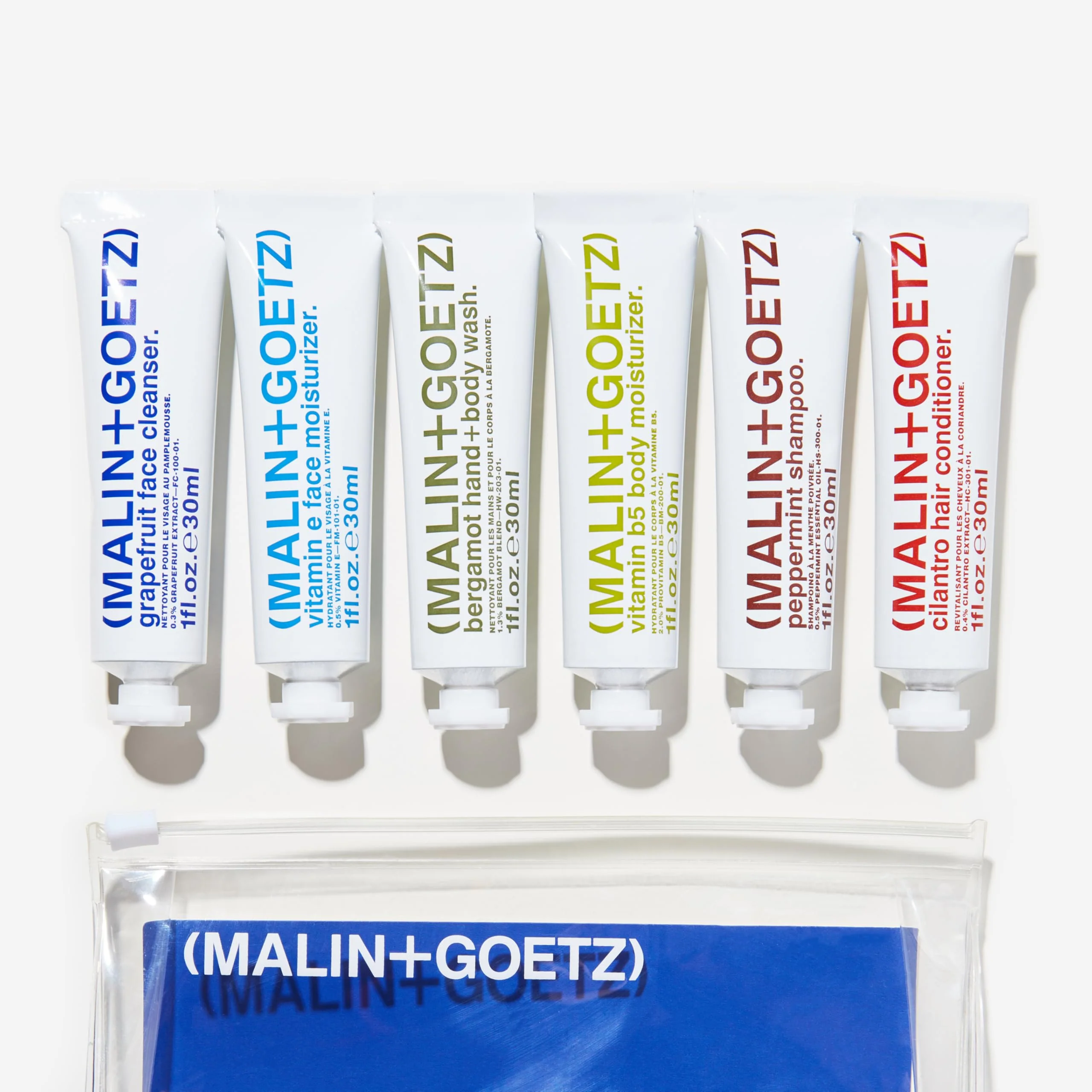 MALIN+GOETZ Best-Sellers Travel Kit | Six Everyday Essentials for Face, Body + Hair | Grapefruit Face Cleanser, Vitamin E Face Moisturizer, Peppermint Shampoo + More | Vegan, Travel-Friendly(6 x 1 oz) - Image 9