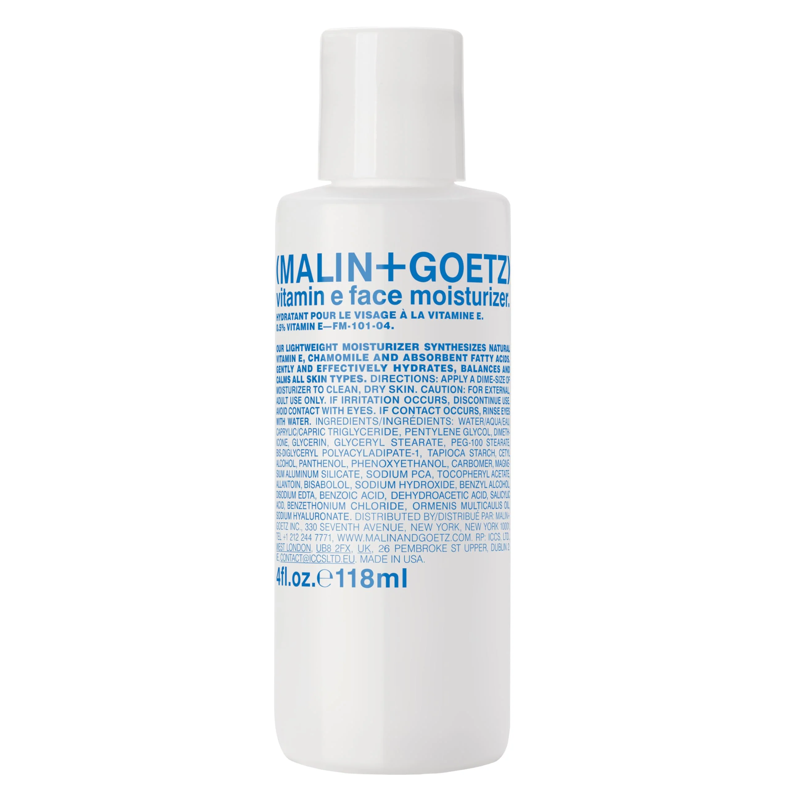 MALIN+GOETZ Vitamin E Face Moisturizer | Lightweight Hydrating Daily Face Cream Balancing All Skin Types | Fragrance-Free, Vegan | 4 Fl Oz