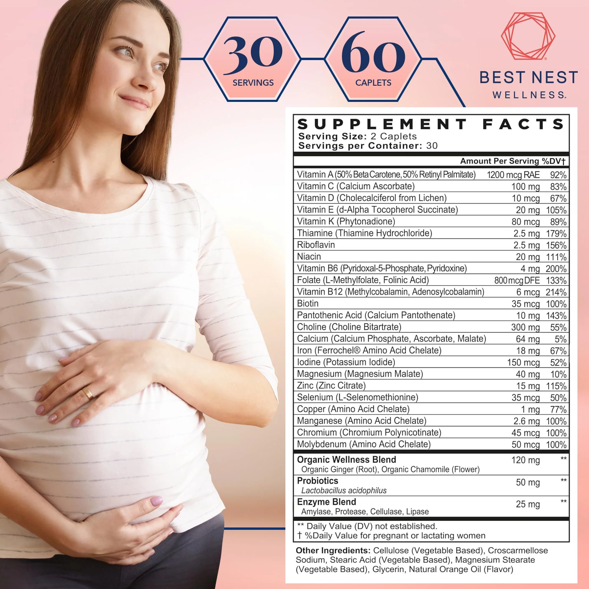 Mama Bird AM/PM Prenatal Multivitamin | Methylfolate (Folic Acid), Methylcobalamin (B12), 100% Natural Whole Food Organic Herbal Blend, Vegan, Twice Daily Vitamin, 60 Count …… - Image 6