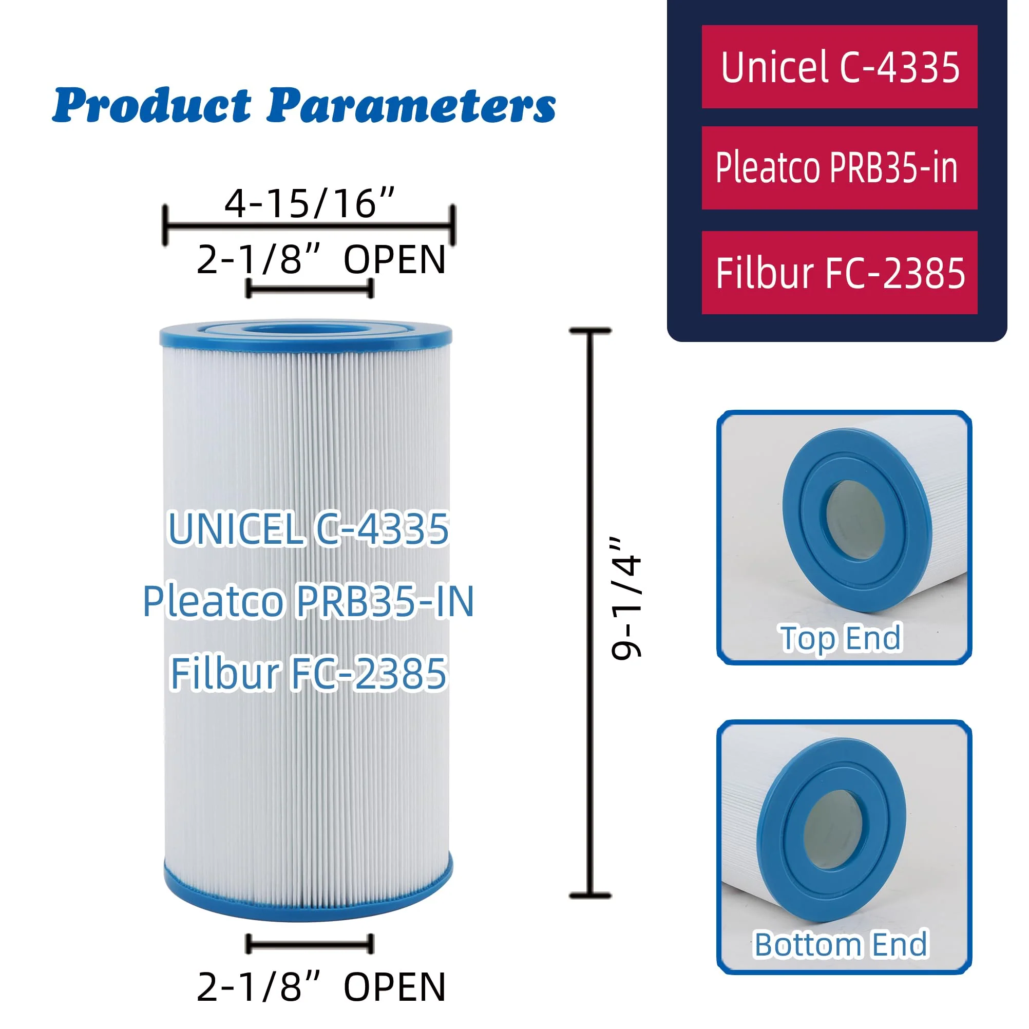 Mamokin C-4335 Spa Filter Replaces Pleatco PRB35-IN, Guardian 409-219, Filbur FC-2385, Unicel C-4335, 03FIL1300, 17-2482, 25393, 303557, 817-3501, R173431, 35 sq.ft, Hot Tub Filter 2 Pack - Image 7