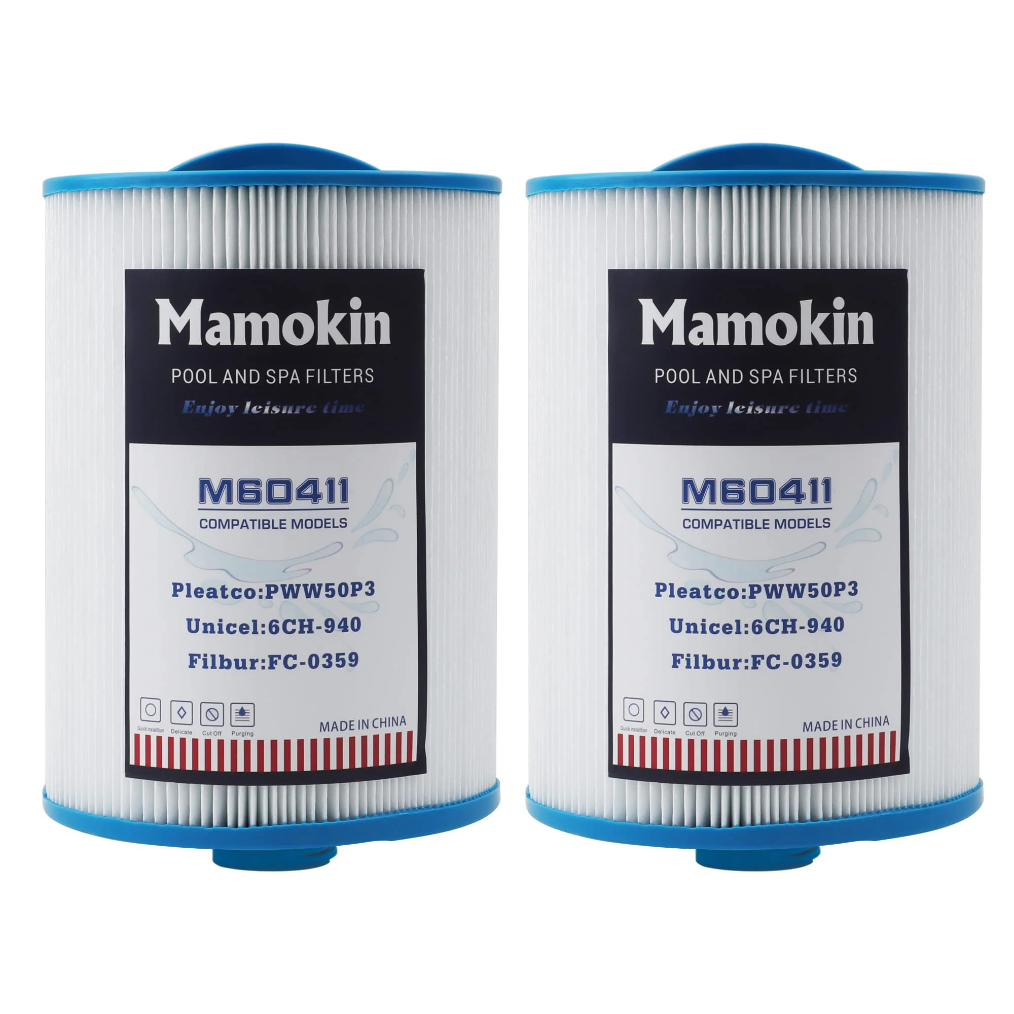 Mamokin PWW50 Spa Filter, Replaces 6CH-940,Filbur FC-0359, 817-0050, 25252, 03FIL1400, PWW50P3(NOT PWW50P4), (1 1/2" Coarse Thread), Waterway Front Access Skimmer, SAE Thread Hot Tub Filter 2 Pack