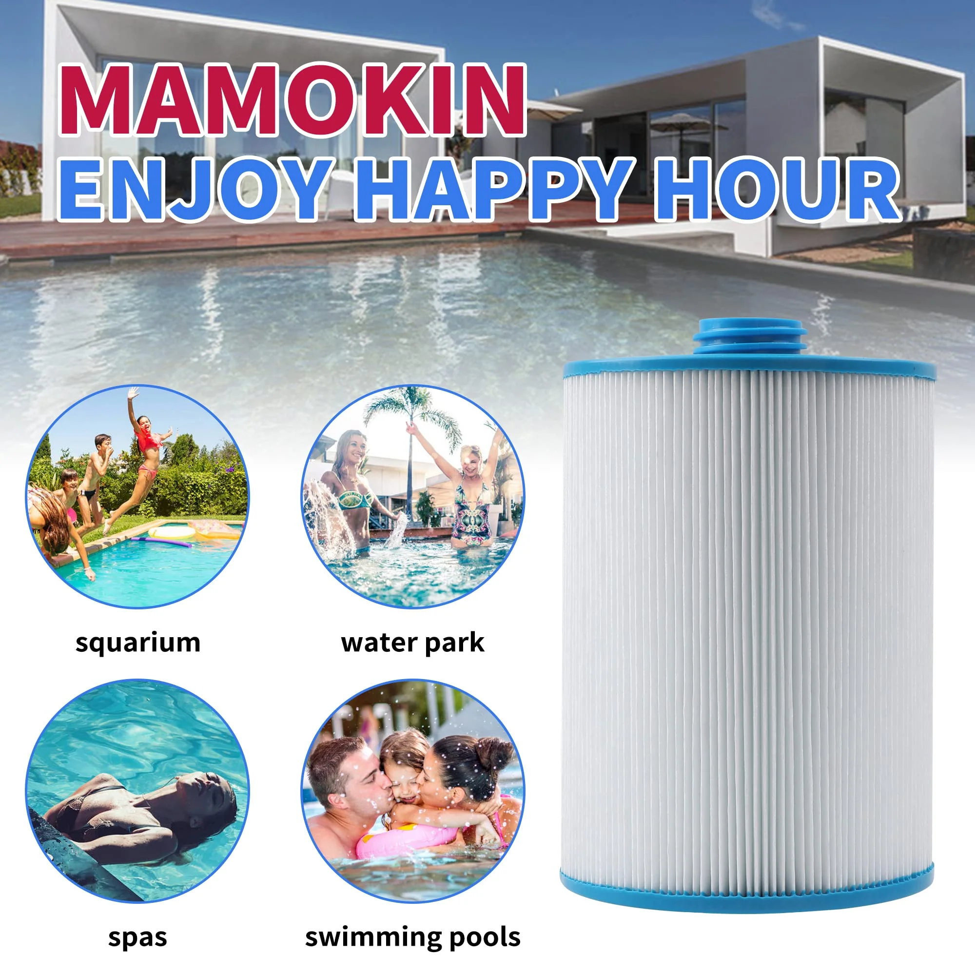 Mamokin PWW50 Spa Filter, Replaces 6CH-940,Filbur FC-0359, 817-0050, 25252, 03FIL1400, PWW50P3(NOT PWW50P4), (1 1/2" Coarse Thread), Waterway Front Access Skimmer, SAE Thread Hot Tub Filter 2 Pack - Image 3