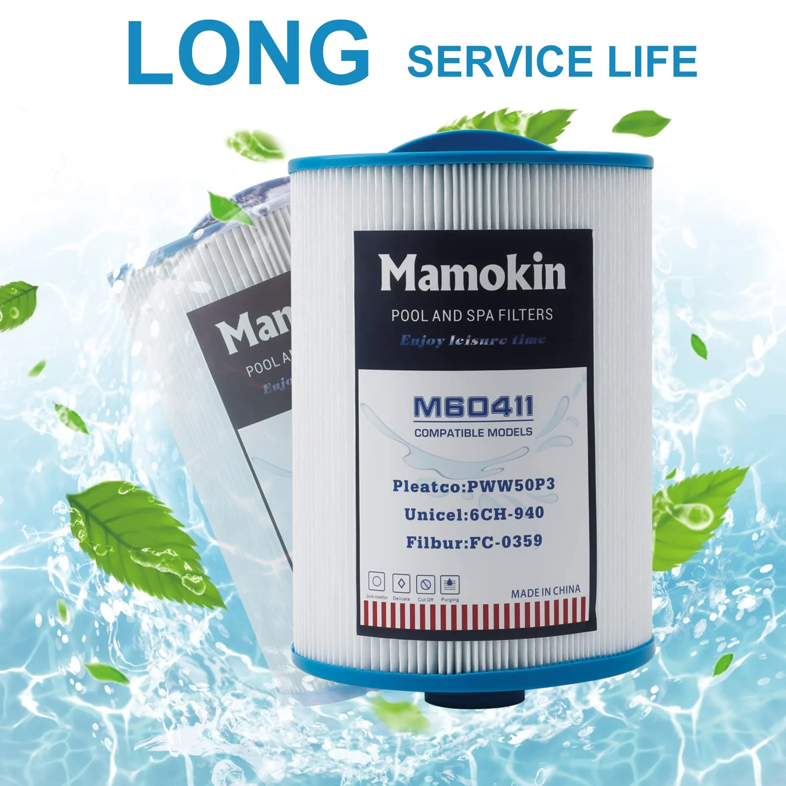 Mamokin PWW50 Spa Filter, Replaces 6CH-940,Filbur FC-0359, 817-0050, 25252, 03FIL1400, PWW50P3(NOT PWW50P4), (1 1/2" Coarse Thread), Waterway Front Access Skimmer, SAE Thread Hot Tub Filter 2 Pack - Image 4