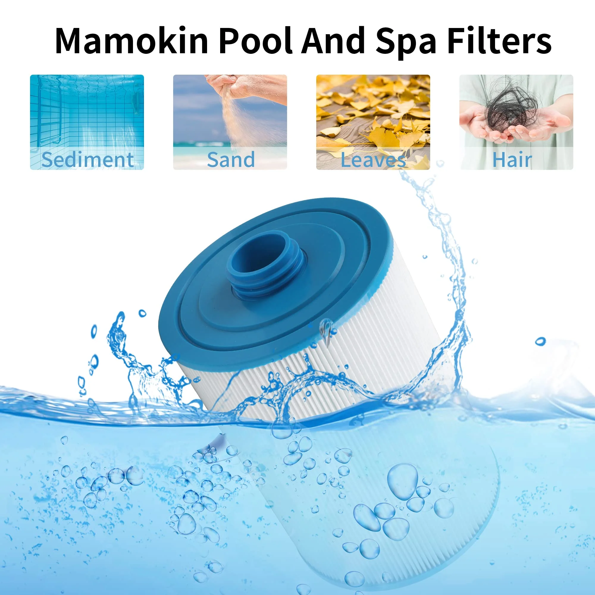 Mamokin PWW50 Spa Filter, Replaces 6CH-940,Filbur FC-0359, 817-0050, 25252, 03FIL1400, PWW50P3(NOT PWW50P4), (1 1/2" Coarse Thread), Waterway Front Access Skimmer, SAE Thread Hot Tub Filter 2 Pack - Image 5
